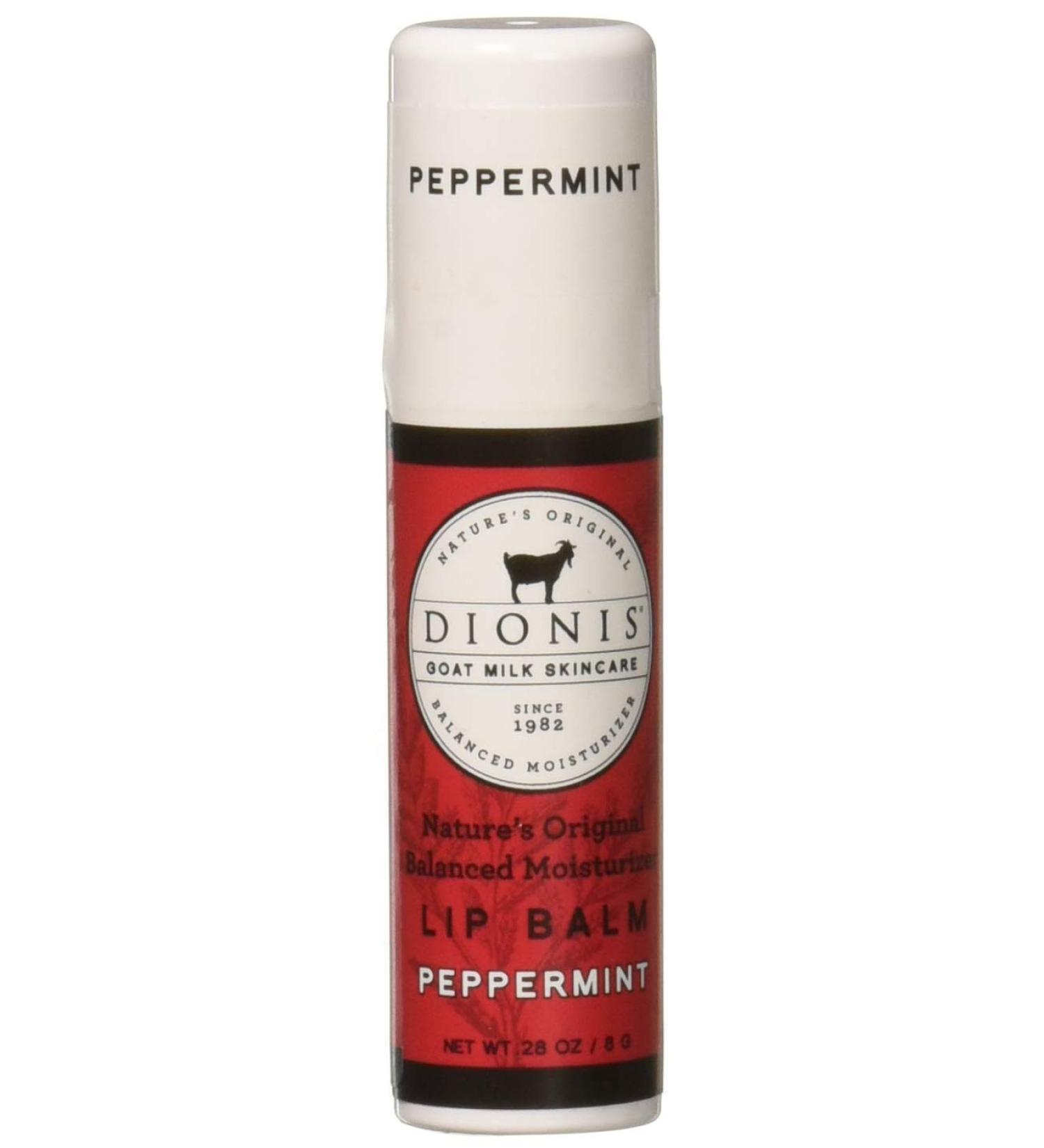 Dionis Peppermint Twist Lip Balm - Goat Milk Skincare with Beeswax, Shea Butter & Coconut Oil - Made in The USA - Cruelty Free & Paraben Free - 0.28 oz - Buy Online on GoSupps.com