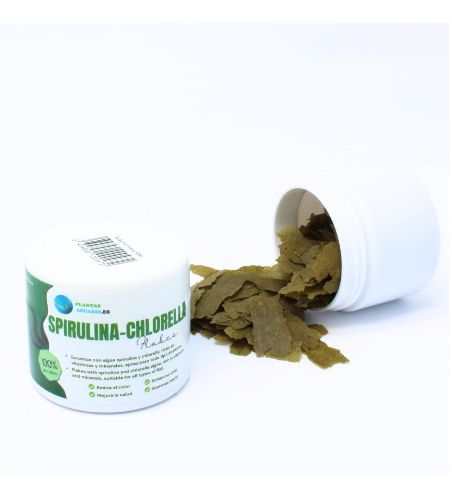 Spirulina - Chlorella Flakes Plantasebuario 50 ML Algae-Based Flake Food for All Types of Fish