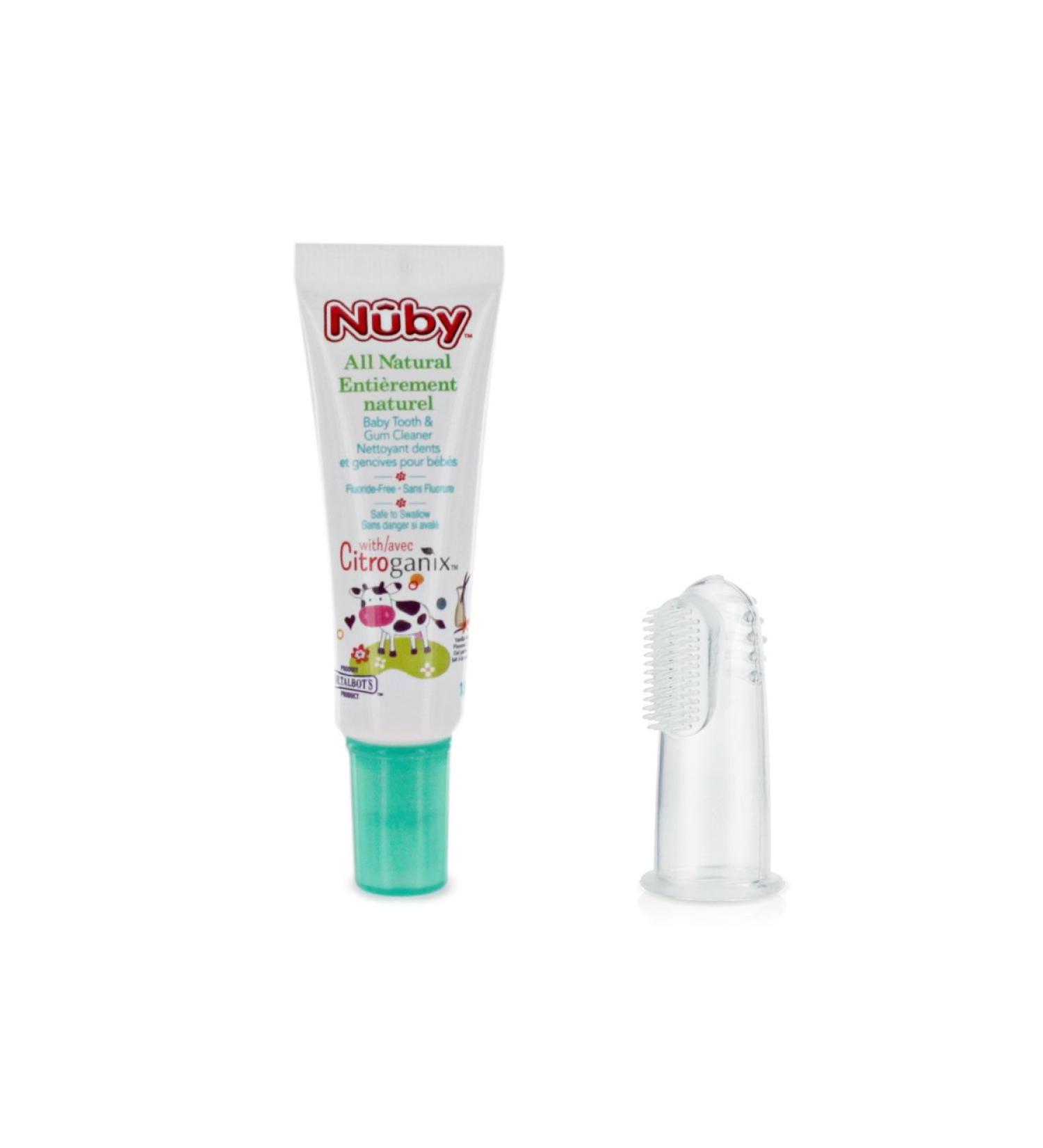 Nuby Citroganix Infant Toothpaste with Silicone Finger Brush Clear - Buy Online on GoSupps.com