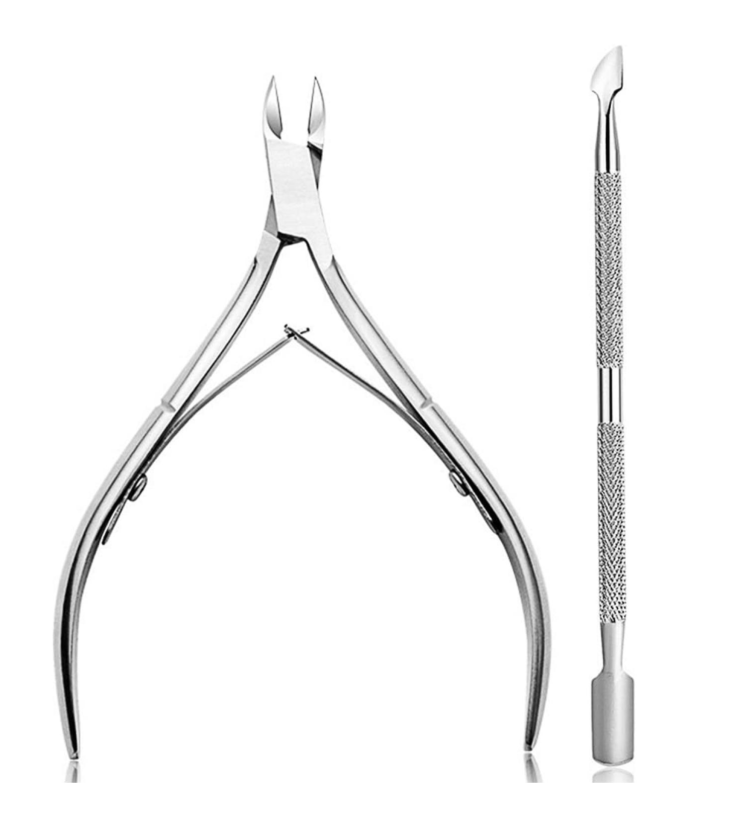 Cuticle Remover Tool Set with Cuticle Cutter and Cuticle Pusher Stainless Steel Professional Cuticle Nipper and Pusher Nail Care Tools for Salon and Level Mani-Pedi at Home - (Silver) - Buy Online on GoSupps.com