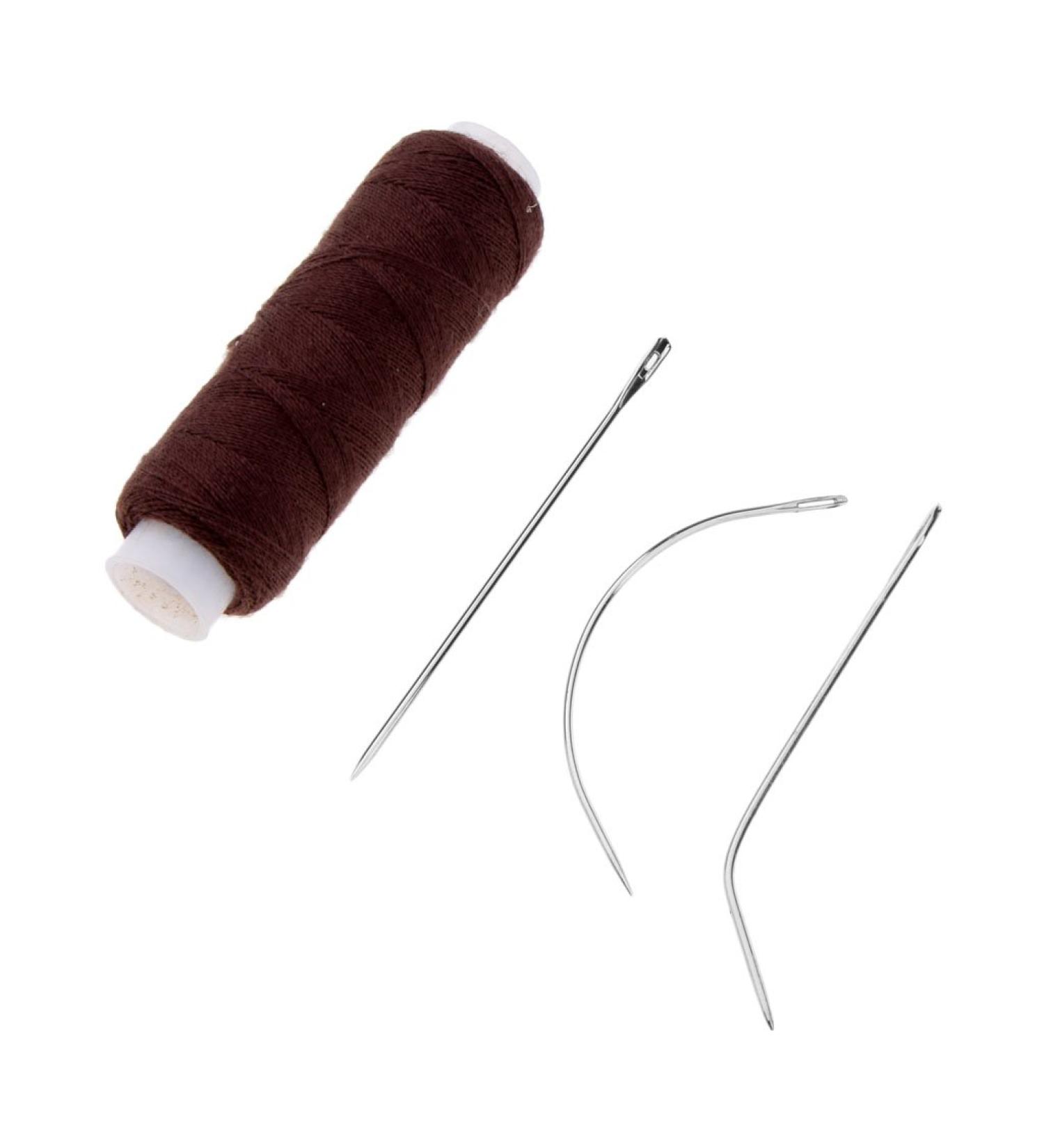 Premium Hair Extension Weft Thread & Needles for Wigs | Brown - Shop Internationally - Buy Online on GoSupps.com
