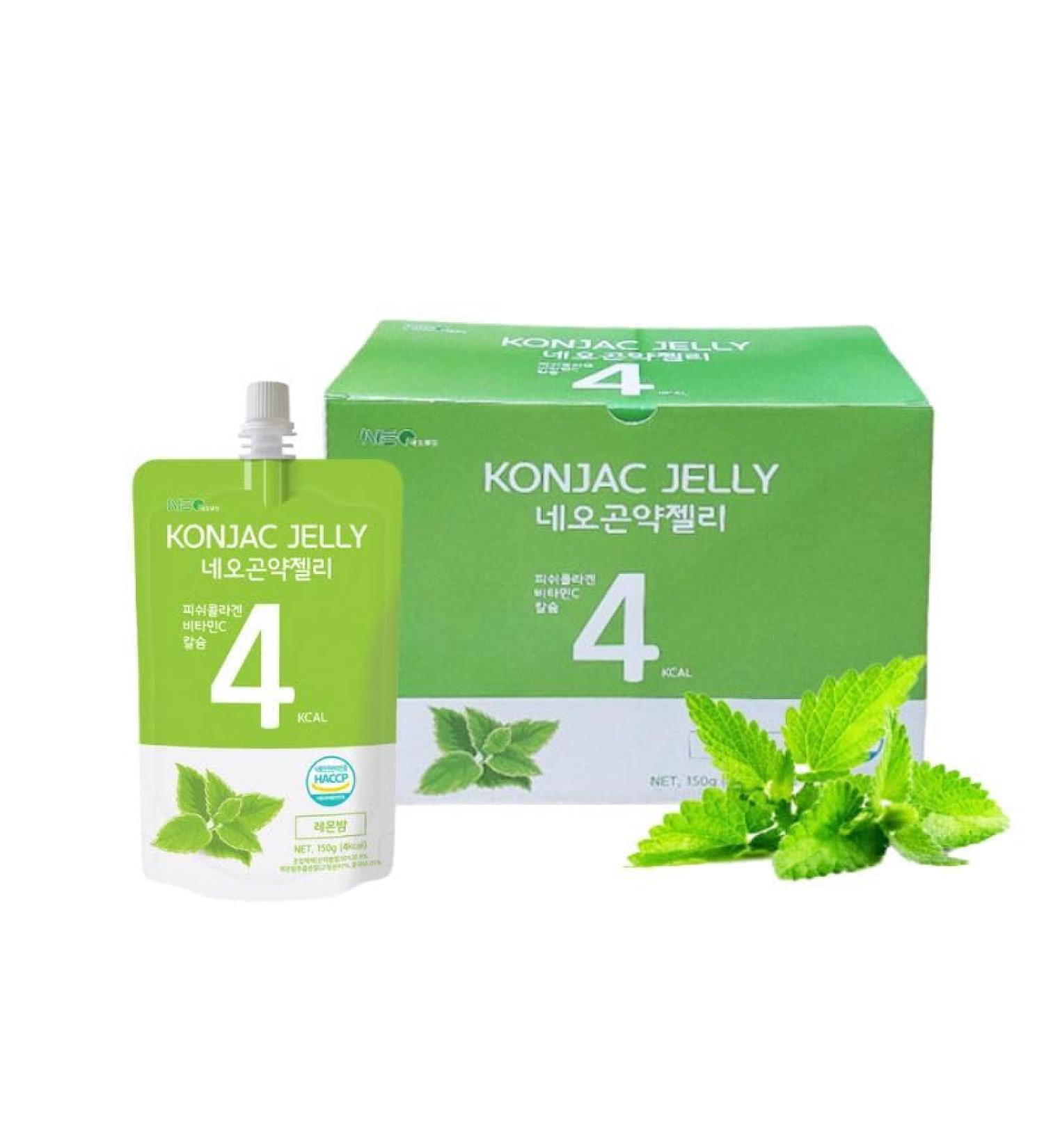Neo Konjac Jelly Lemon Balm 1box (150ml x 10 packs) 4 Calories per Pouch Sugar Free Low Calories Fruit Flavor Jelly with Low carb/Drinkable Zero Sugar Jelly Dessert - Buy Online on GoSupps.com