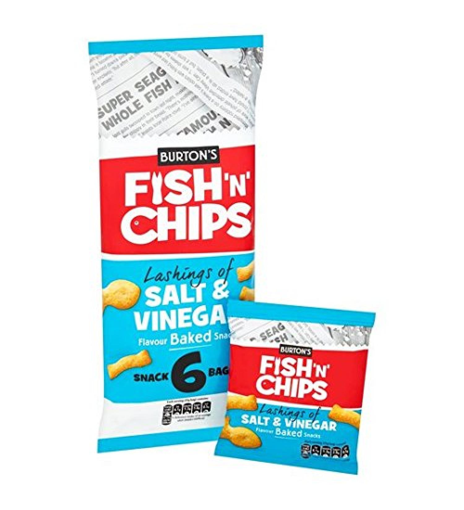 Burtons Burton's Fish & Chips Salt and Vinegar 6-Pack 25g Sachets