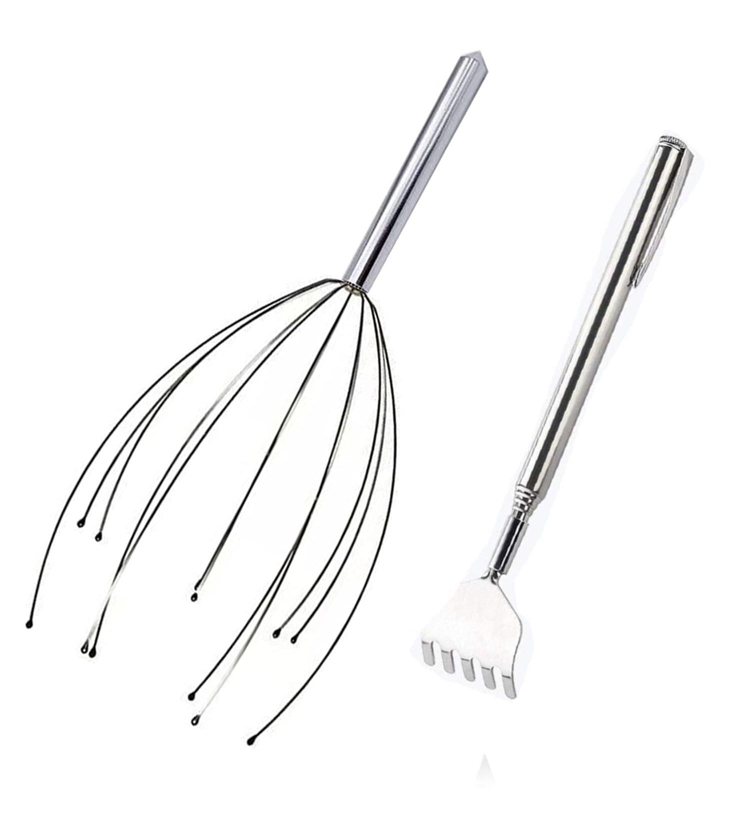 Telescopic Back Scratcher Kit Portable Scalp Head Massager & SPA Telescopic Extendable Back Scratcher in Office and Home (Silver) - Buy Online on GoSupps.com