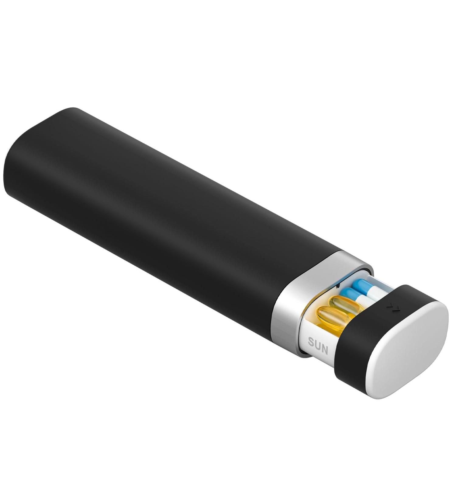 7 Day Pill Organizer for Travel - Cute Portable Medicine Holder | Daviky Weekly Pill Box for Vitamins Medications & Supplements (Black - Buy Online on GoSupps.com