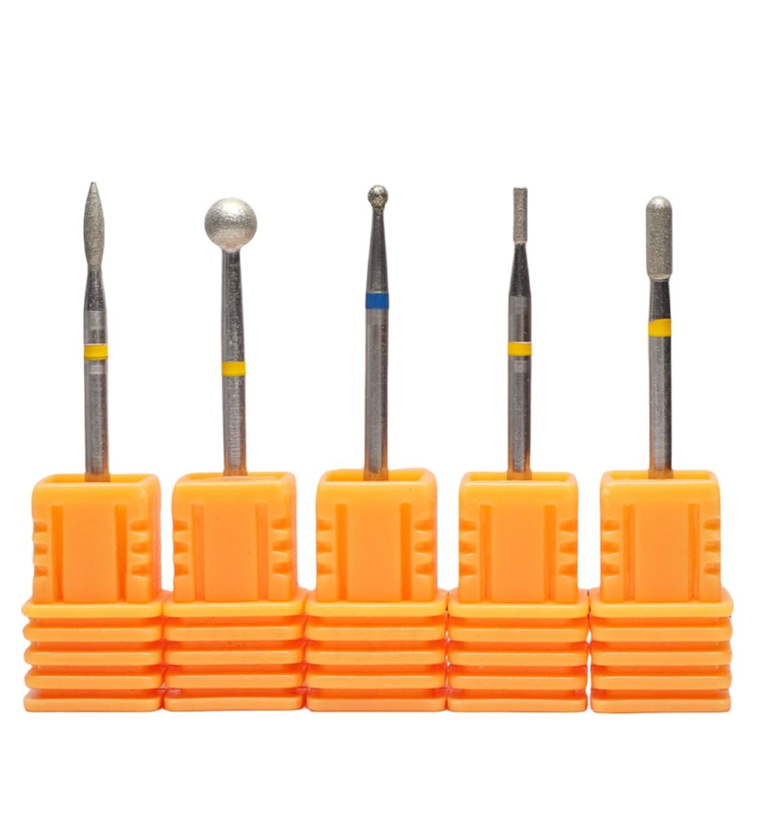 5 Pieces Nail Drill Bits Drill Bit for Professional Electric Manicure Manicure Accessories for Russian Manicure Cuticle Clean Drill Bit Diamond Nail Bit Flame Ball Head Cylinder Needle - Buy Online on GoSupps.com