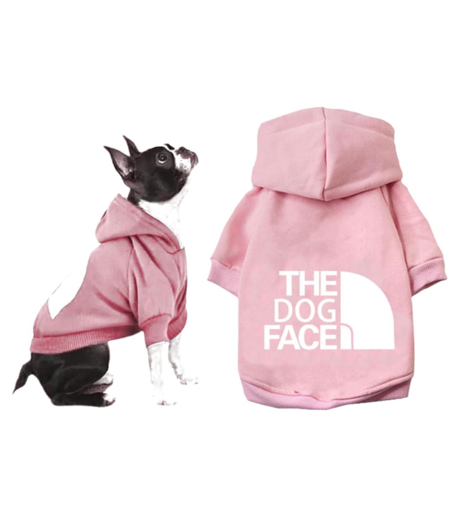 Cute Dog Face Printed Hoodie for Small Breeds - Chihuahua, Pomeranian, Yorkshire Terrier | Pink Sweatshirt for Affenpinscher, Papillon | Size Chart (Medium 25cm) - Buy Online on GoSupps.com