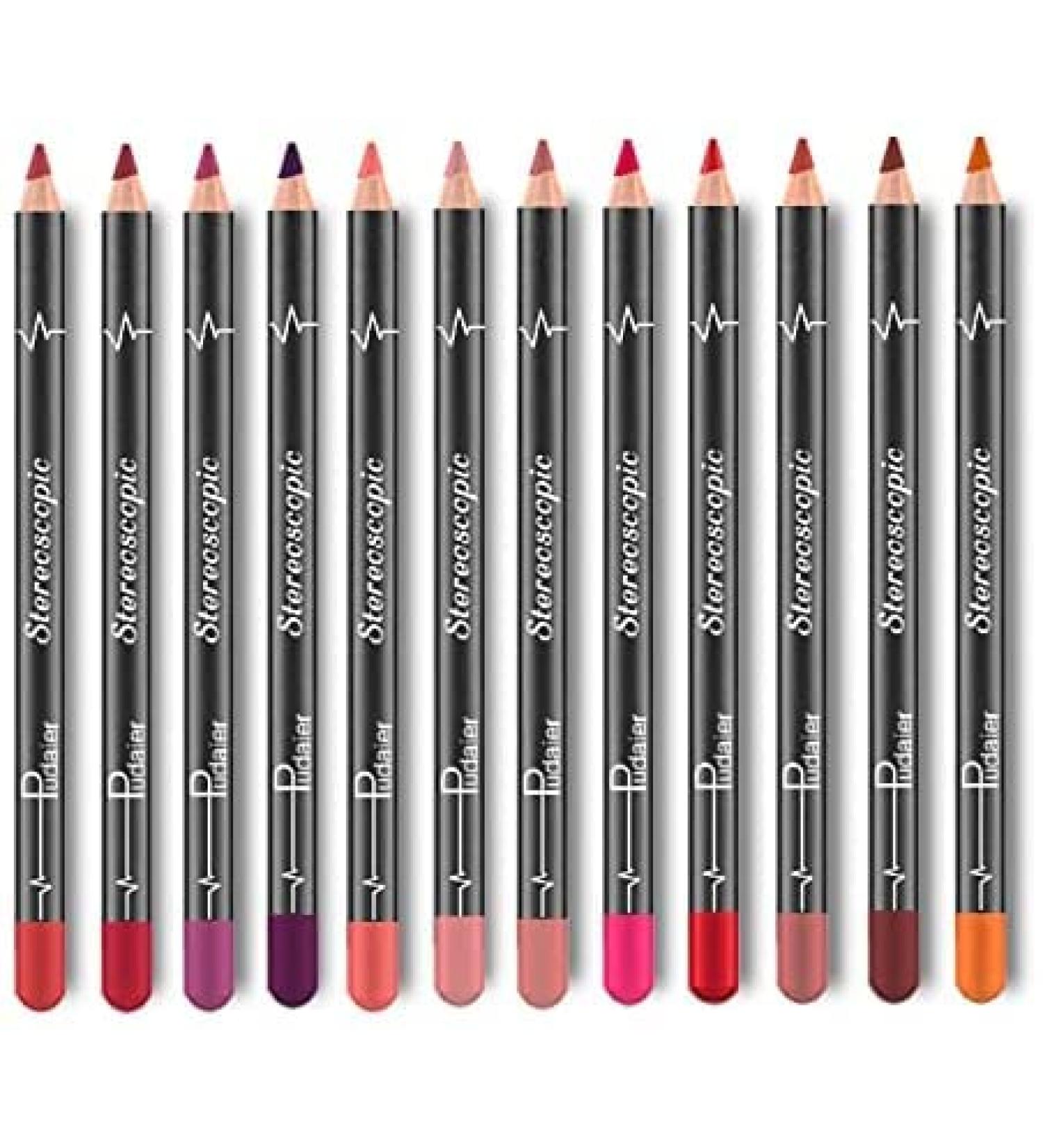 Beteligir Matte Lip Liner Pencil Set - 12 Assorted Colors | Waterproof & Long-Lasting Velvet Lip Liners - Natural Lip Makeup - Buy Online on GoSupps.com