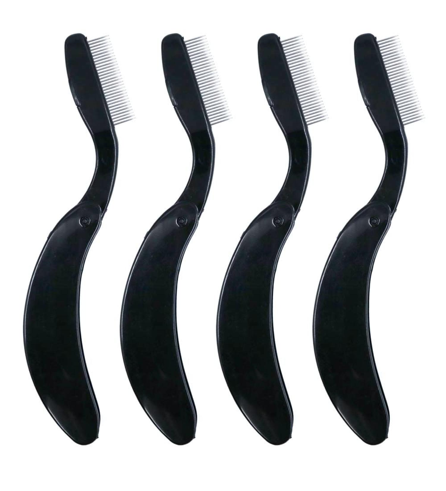 4PCS Folding Metal Eyelash & Eyebrow Comb Set - Professional Tool for Defined Lashes & Brows (Black) - Buy Online on GoSupps.com