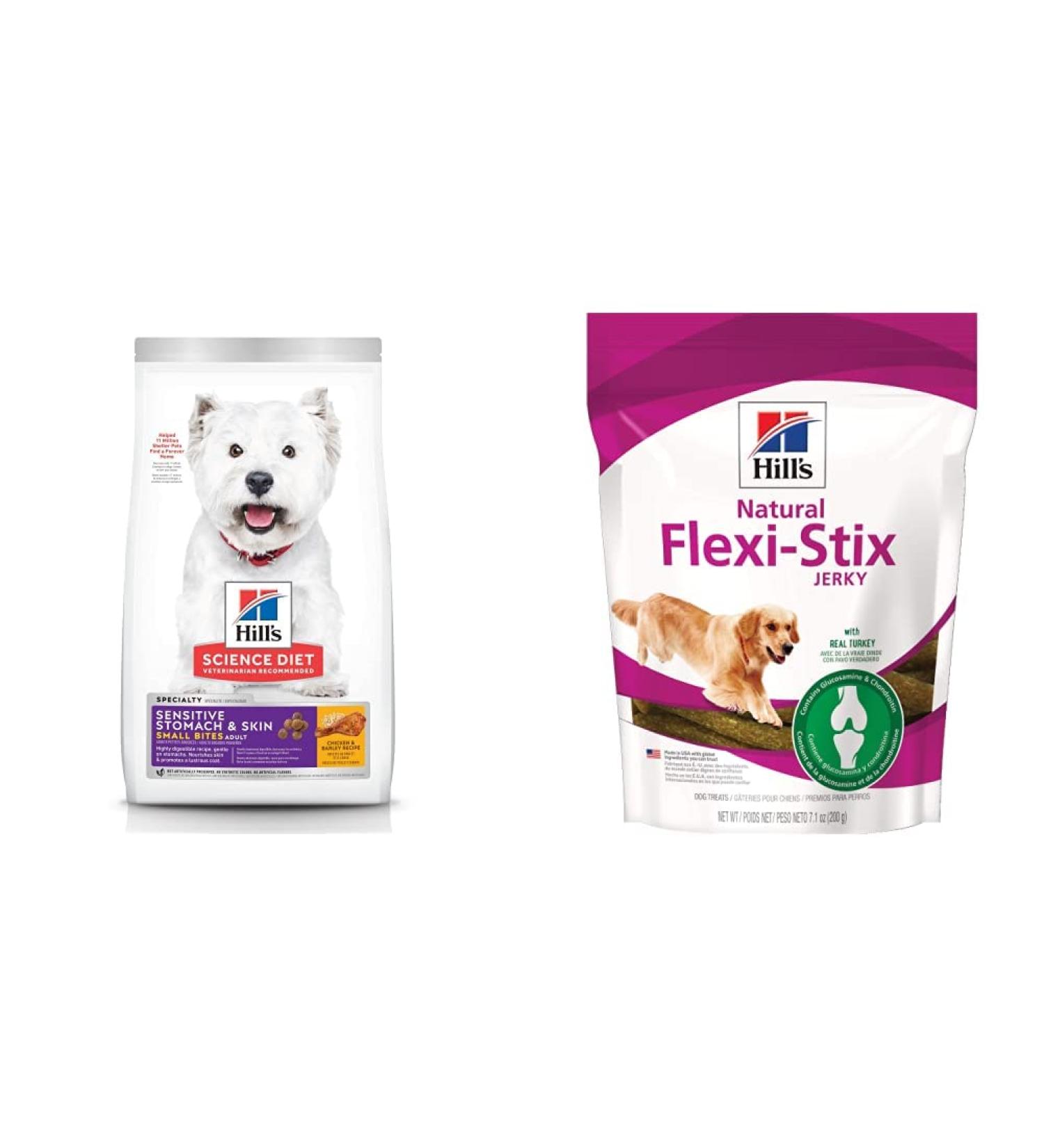 Hill's Science Diet Adult Sensitive Stomach & Skin Small Bites Dry Dog Food (Chicken Recipe 30 lb Bag) + Hill's Natural Flexi-Stix Turkey Jerky Dog Treats (7.1 oz) Dog Food + Dog Treat Chicken 13.6 kg (Pack of 1) - Buy Online on GoSupps.com