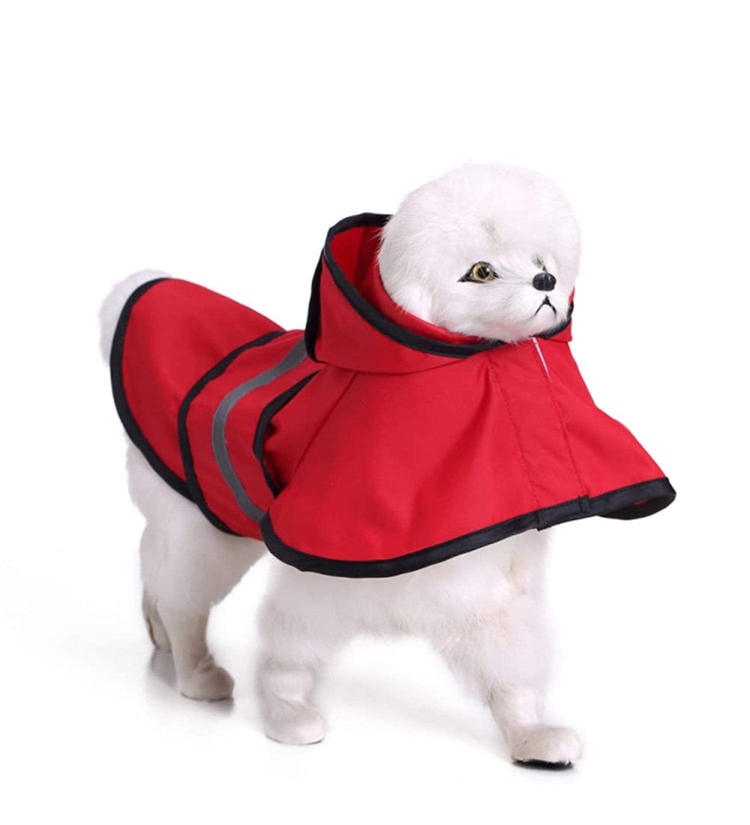 Ultra-Light Waterproof Dog Raincoat with Hood & Reflective Strip | 100% Breathable Jacket for Small & Medium Dogs - Size L Red - Buy Online on GoSupps.com