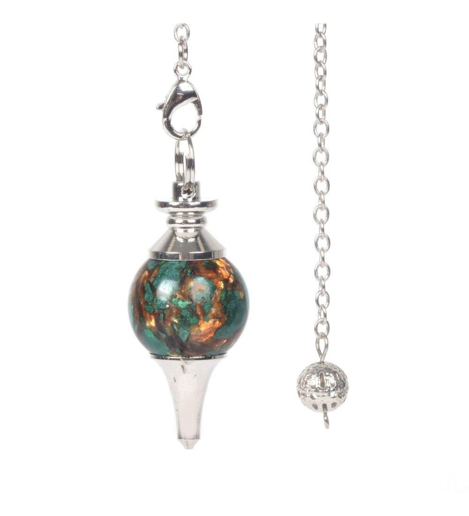 Copper Malachite Gemstone Dowsing 40mm Crystal Healing Chakra Reiki Point Pendulum - Buy Online on GoSupps.com