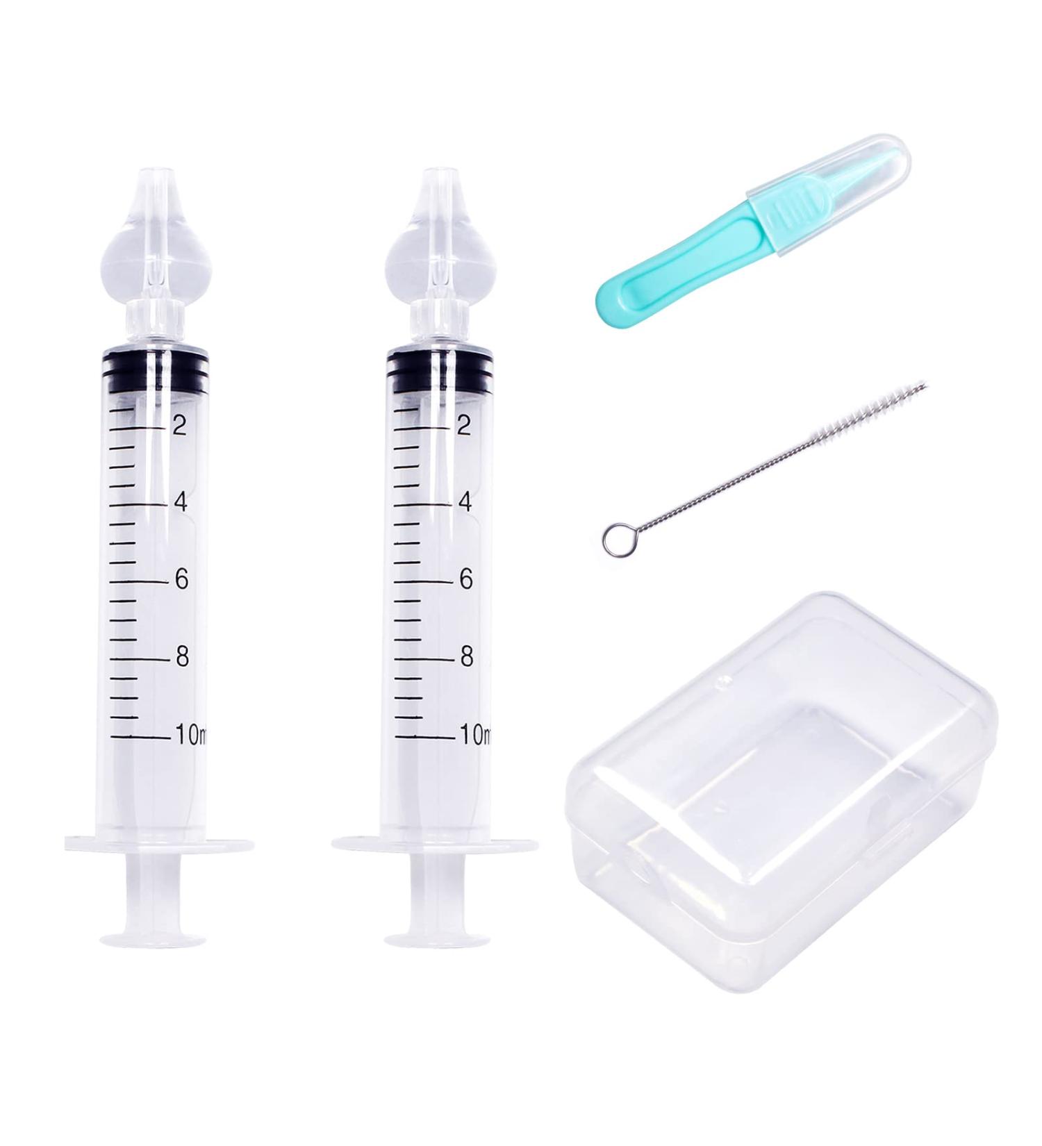 2PCS Professional Baby Nasal Aspirator Syringe Set with Tweezers for Nasal Hygiene - Portable Infant Nose Cleaner - Buy Online on GoSupps.com