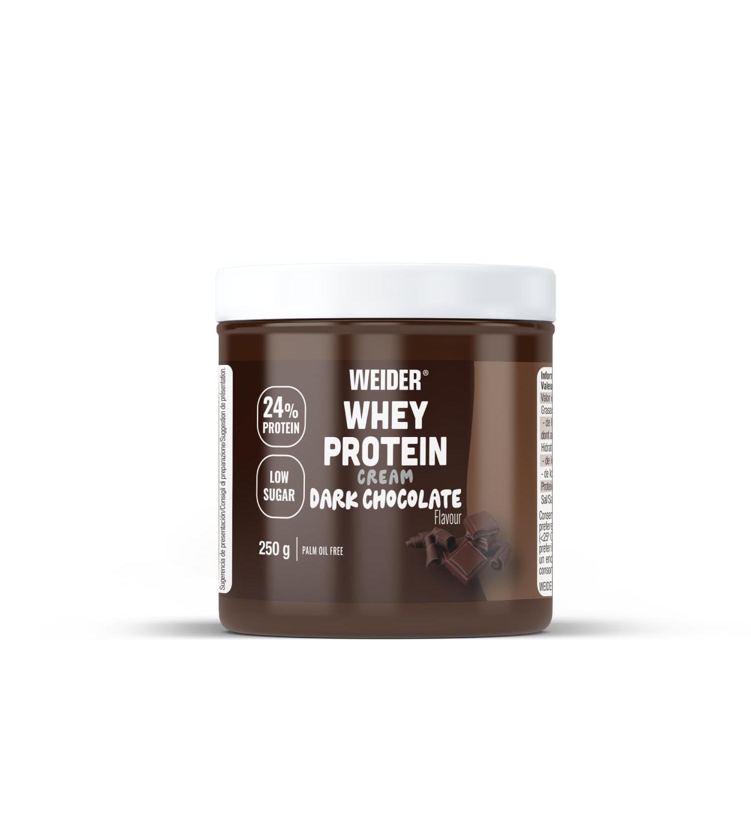 Weider Whey Protein Cream (250g) Dark Chocolate Flavor, Spread with 24% Protein, Whey Protein, No Added Sugars, No Palm Oil