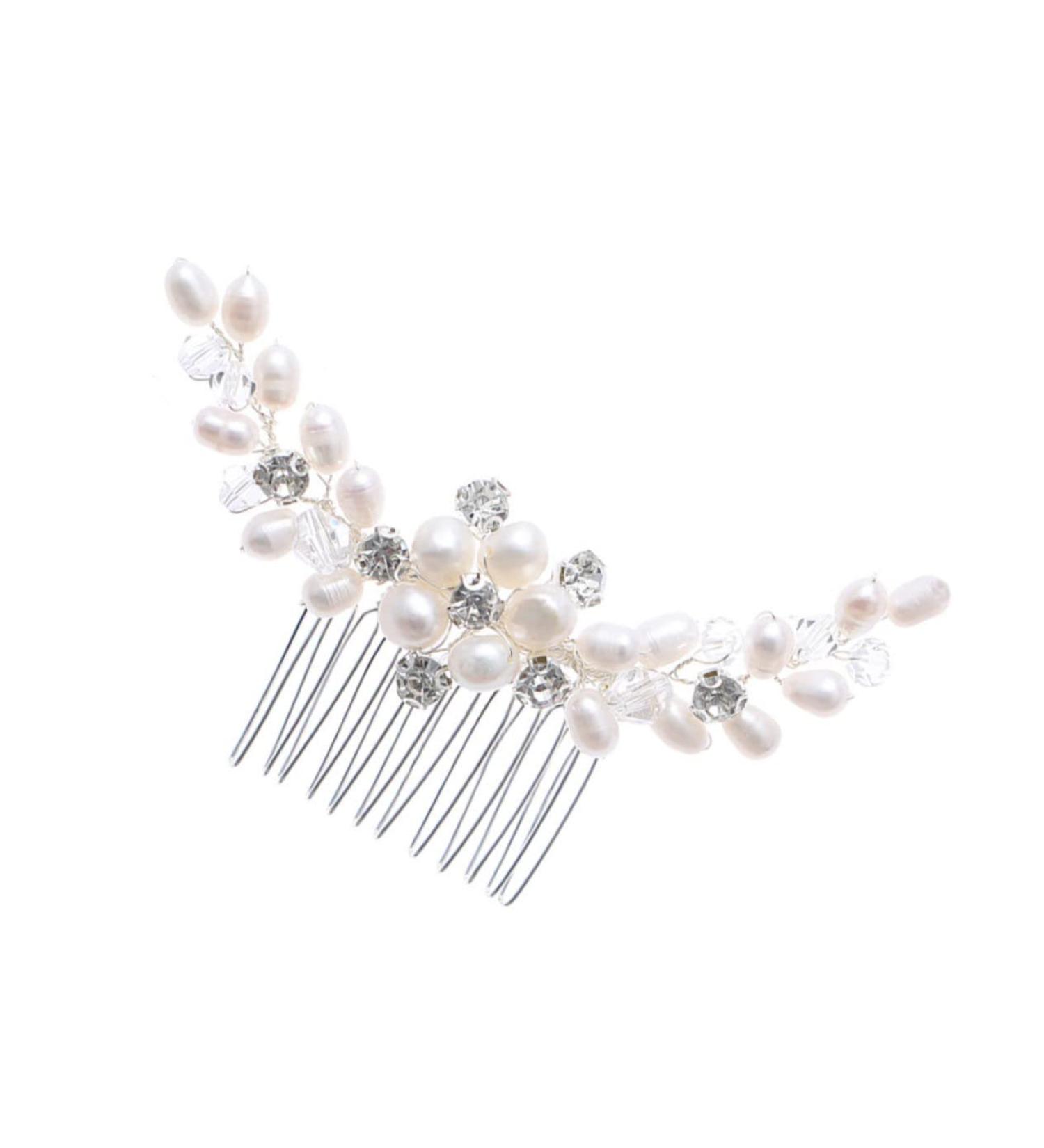 Ipetboom Rhinestone Bridal Comb Hair Comb Bridal Headpiece Crystal Headpiece Crystal Headdress Hair Pearls Bridal Pearl Headwear Honey Brows Hair Accessories Rhinestones Bride Abs - Buy Online on GoSupps.com