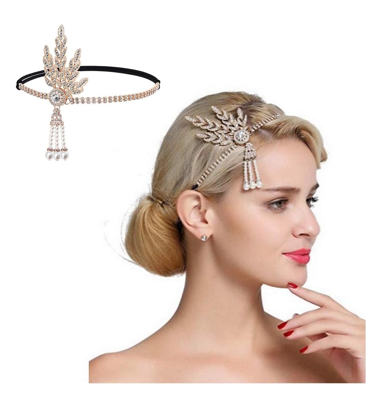JUSTUSNX Gatsby Crystal Headband 1920s Flapper Headband pearl Rhinestone Headband Party Supplies for Women and Girls (A) - Buy Online on GoSupps.com
