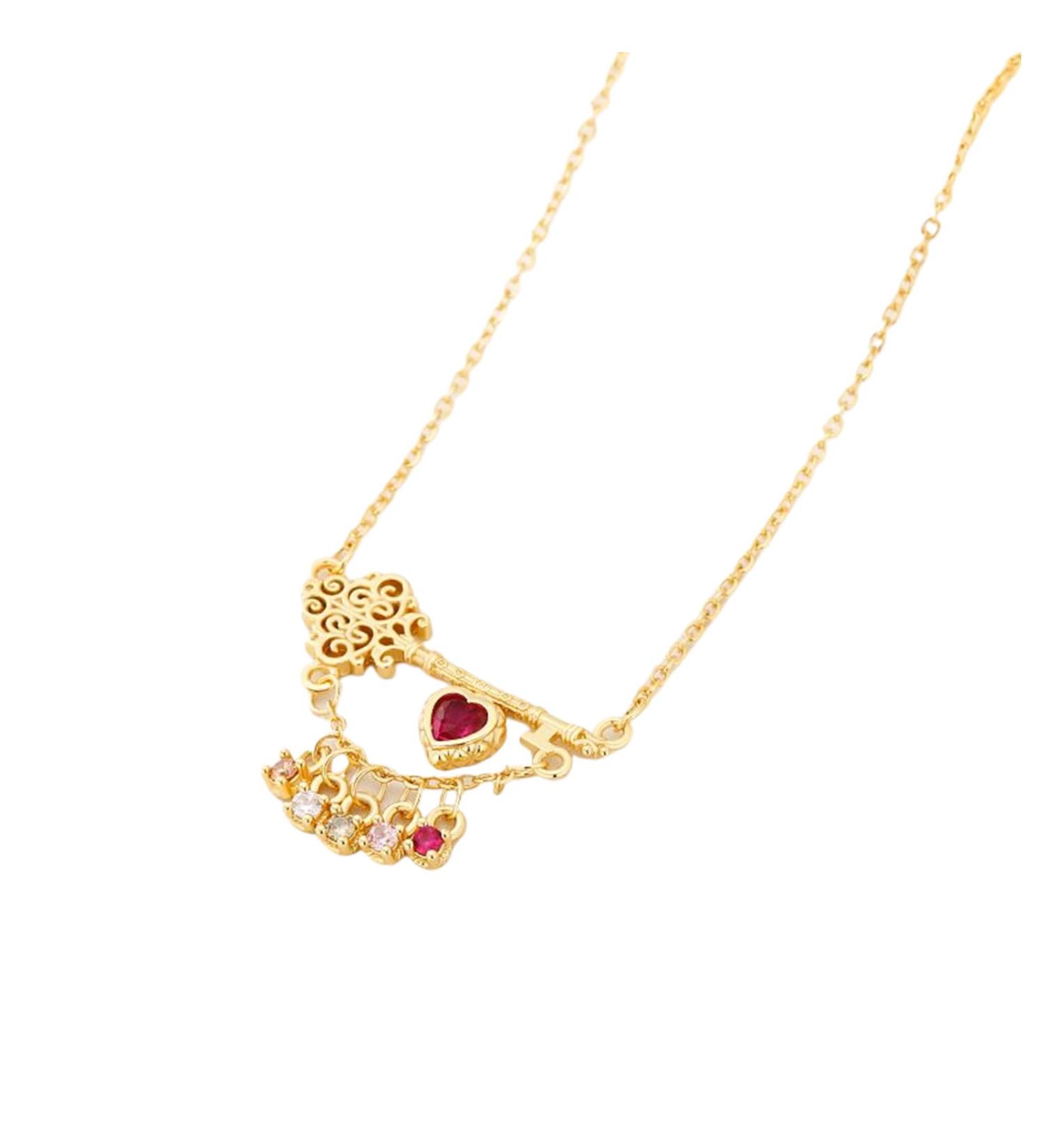 Oralgos Vintage Key Dog Tag Necklace - Elegant Statement Jewelry for Women & Girls - Buy Online on GoSupps.com