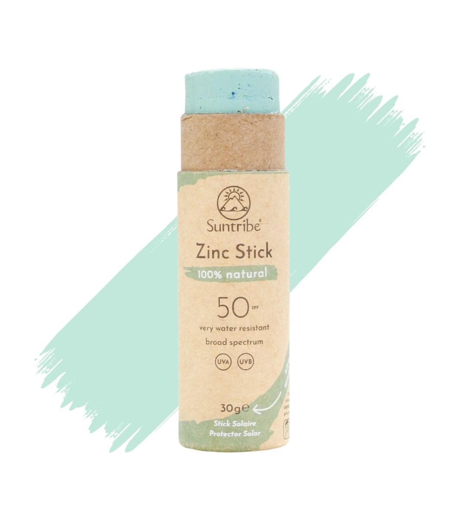 Suntribe Mineral Organic Sun Pencil - Zinc LSF 50 100% Natural & Reef-Proof Waterproof Zero Waste - Mint Green - Buy Online on GoSupps.com