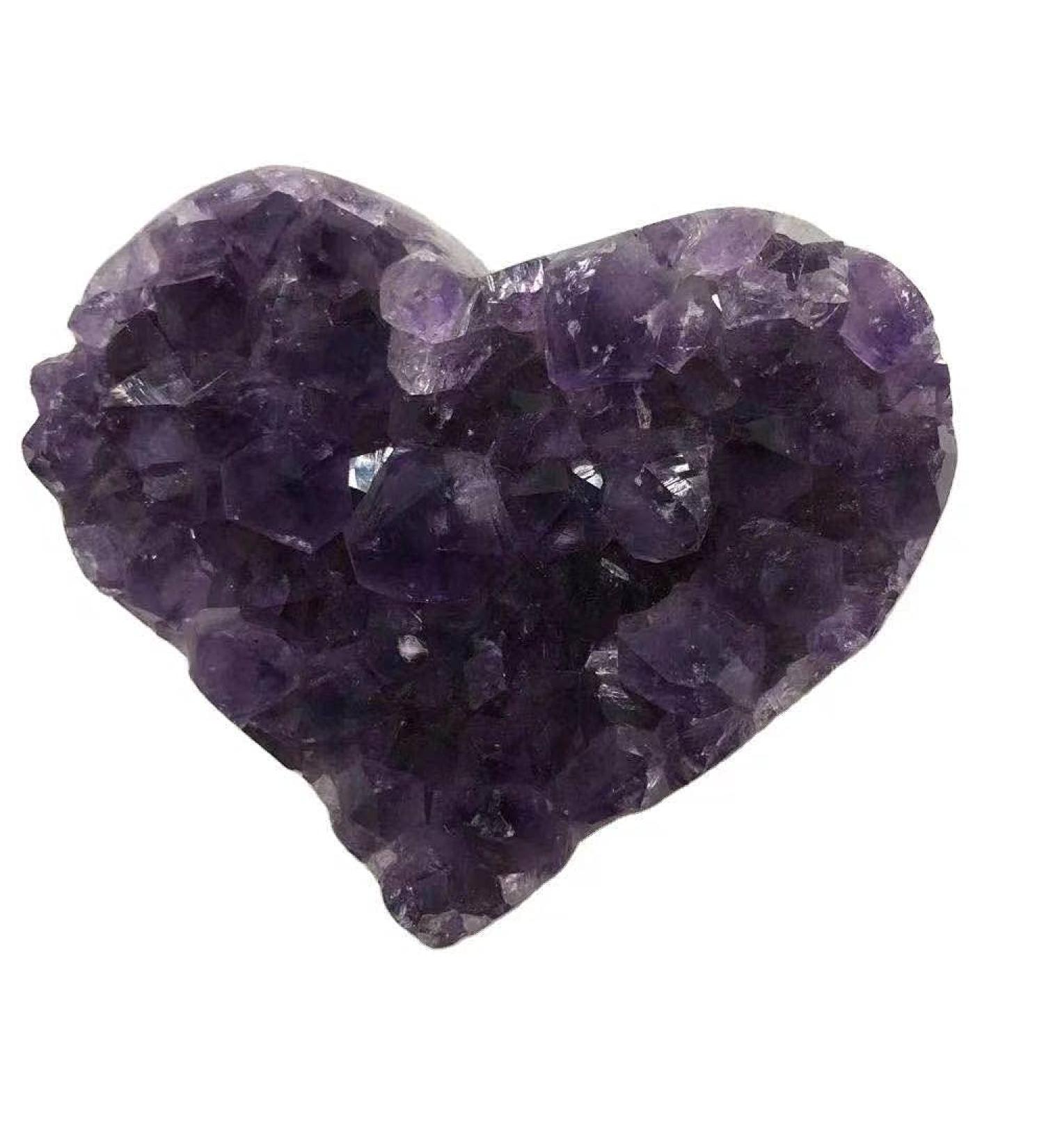 9cm-10cm Natural Crystal Craft Heart Shaped Stone Amethyst geode 1pc Chakra Reiki Balancing - Buy Online on GoSupps.com