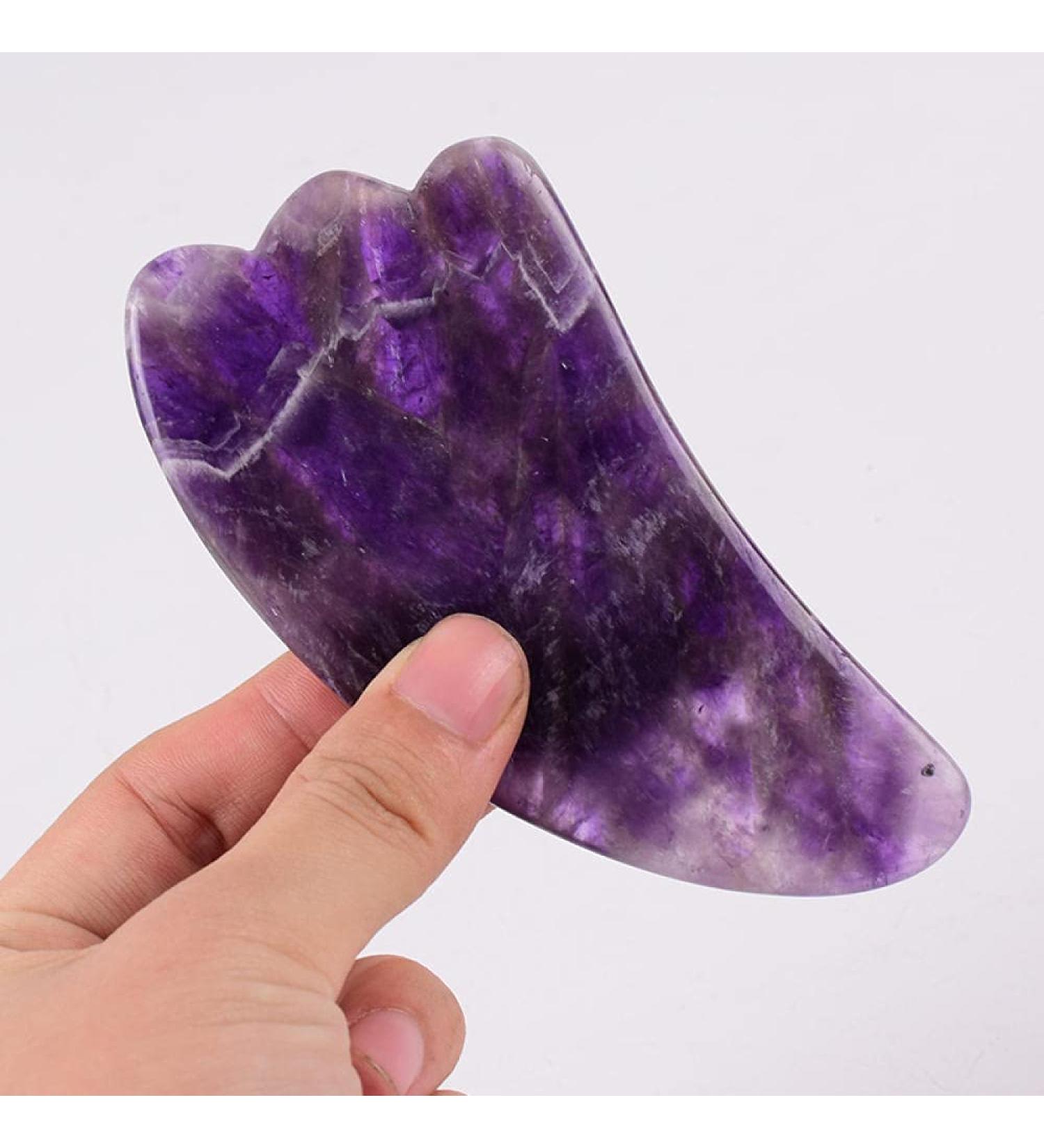 Gua Sha Facial Tool Amethyst Sawtooth Face Roller & Silicone Caps Gua Sha Care Tool Sets Natural Stone Quartz Massager-guasha tool - Buy Online on GoSupps.com