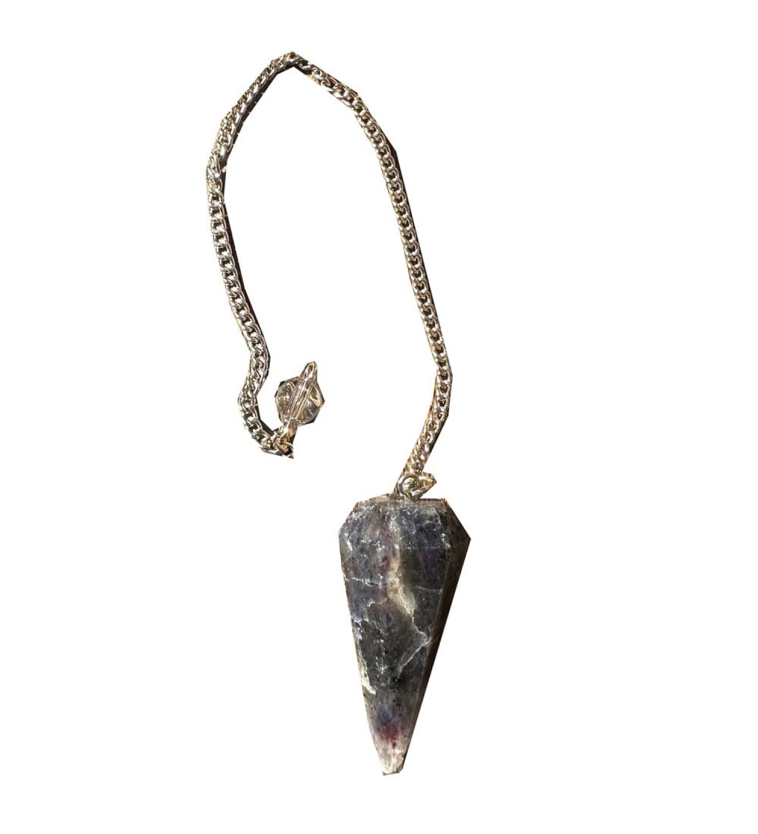 Pandiui23 pendulum natural stone Iolith crystal pendulum crystal hexagonal glass pendulum vintage for radiesthesia pendulum chakra reikra reikra prophecy meditation wicca (iolith)