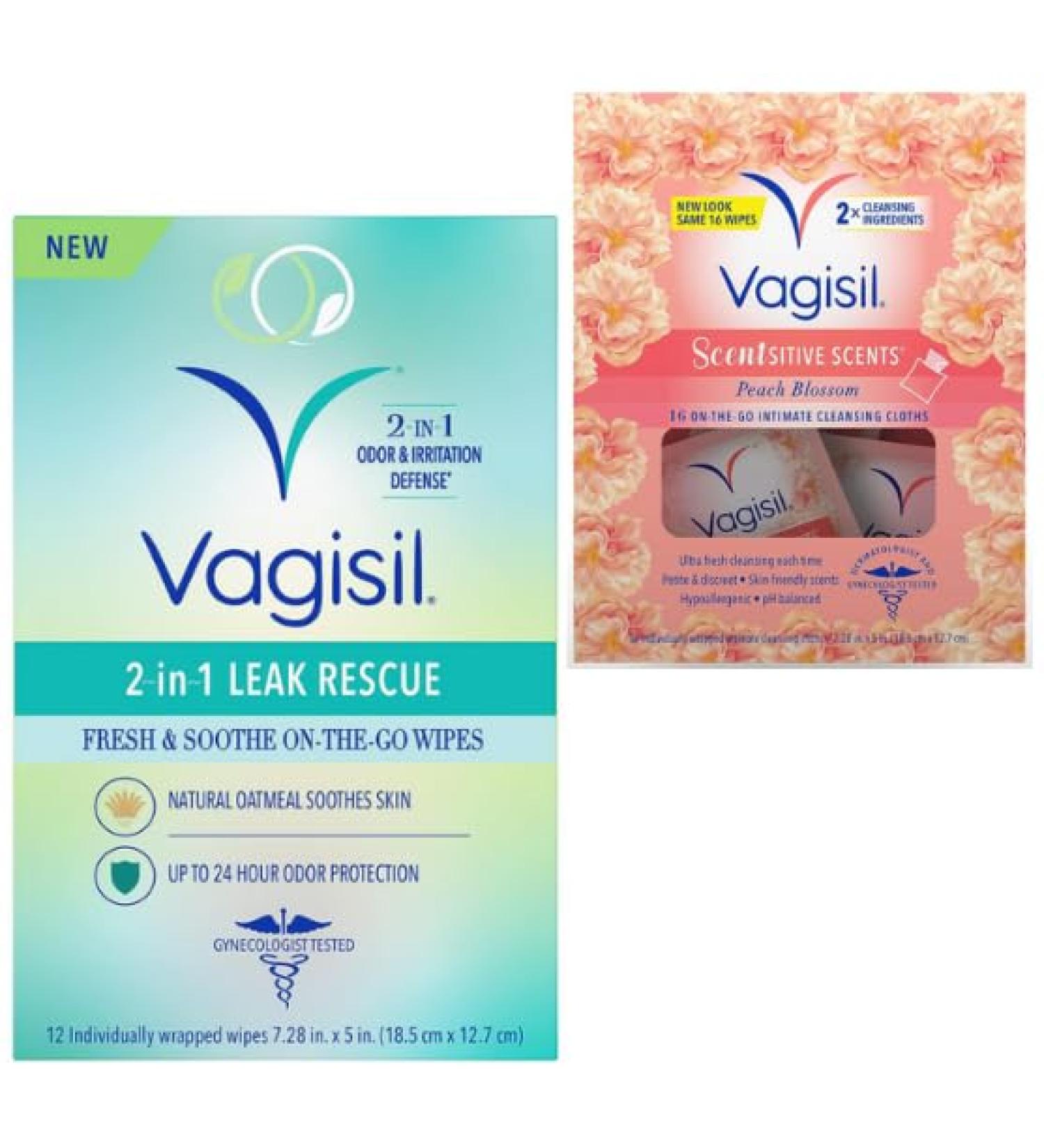 Sensitive Scents On-The-Go Feminine Cleansing Wipes pH Balanced Individually Wrapped + King Combo QR Code (Leak Rescue & Peach Blosson scent (12 pack ea.)) Leak Rescue & Peach Blosson scent (12 pack ea.) 1 Count (Pack of 1)