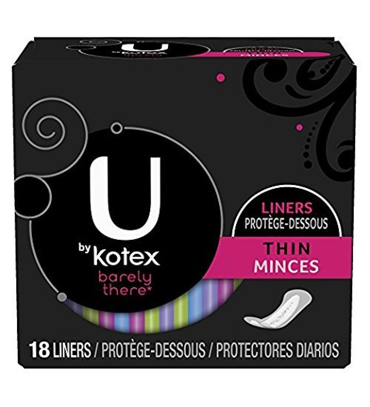 U By Kotex Barely There Liners Thin 18 Ct (6 Pk/108 Liners)