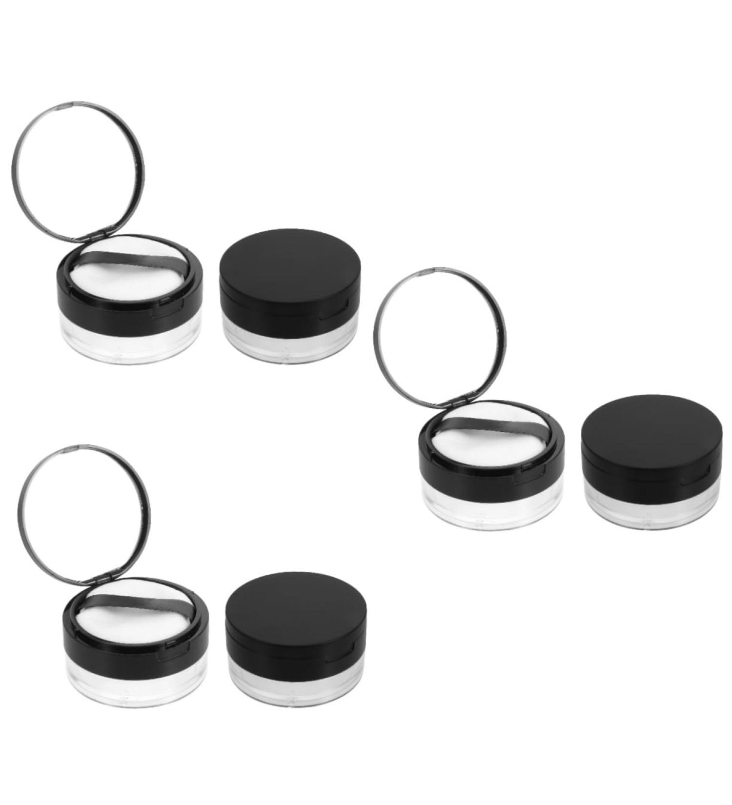 WOONEKY 6 Pcs Elastic Mesh Loose Powder Box Powder Case with Mirror DIY Powder Case Empty Portable Abs Black - Buy Online on GoSupps.com