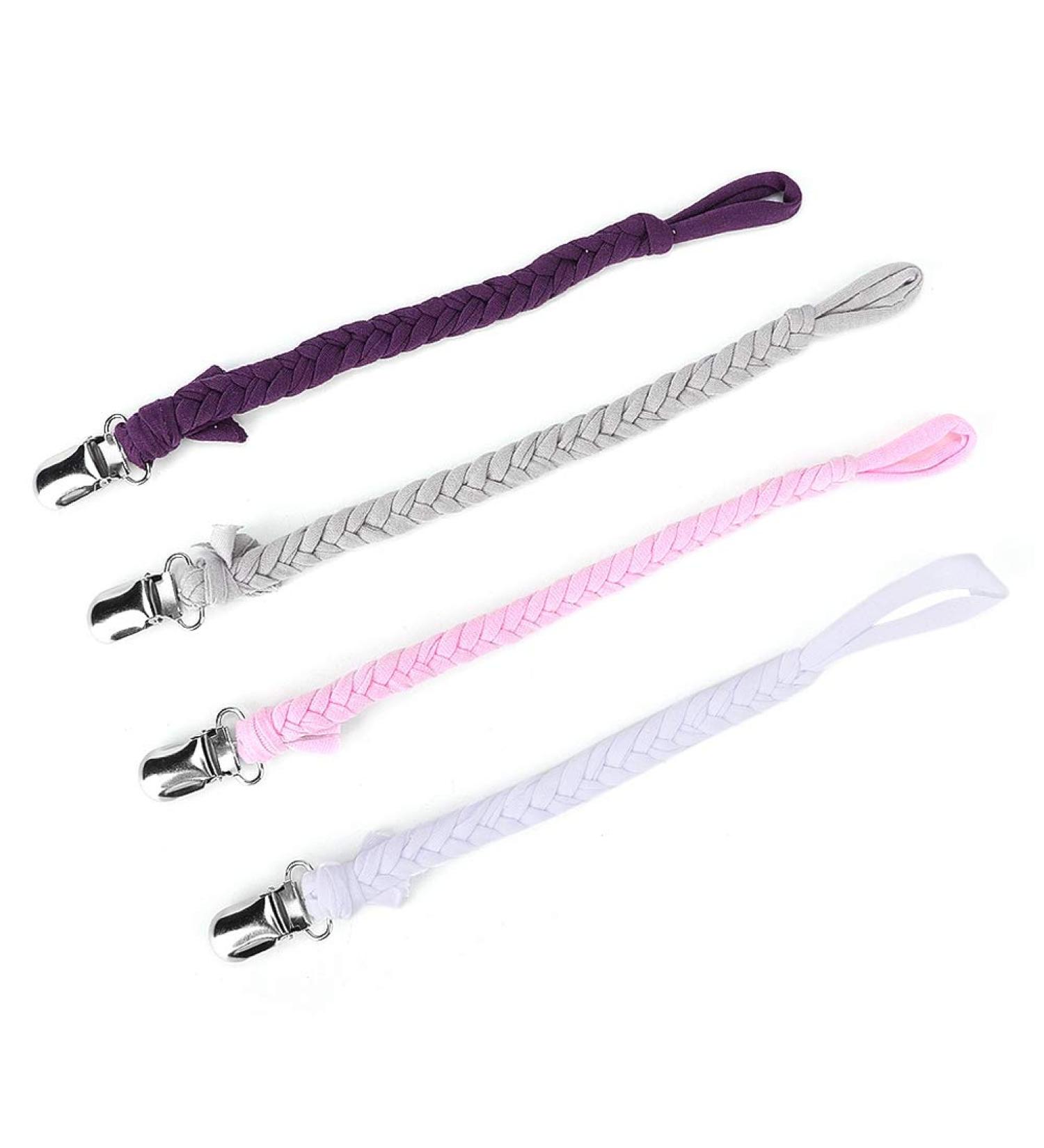 Buy Baby Schnuller Clip Chain - 4PC Cotton Pacifier Holder with Stainless Steel Duck Beak Clip for International Shipping - Buy Online on GoSupps.com