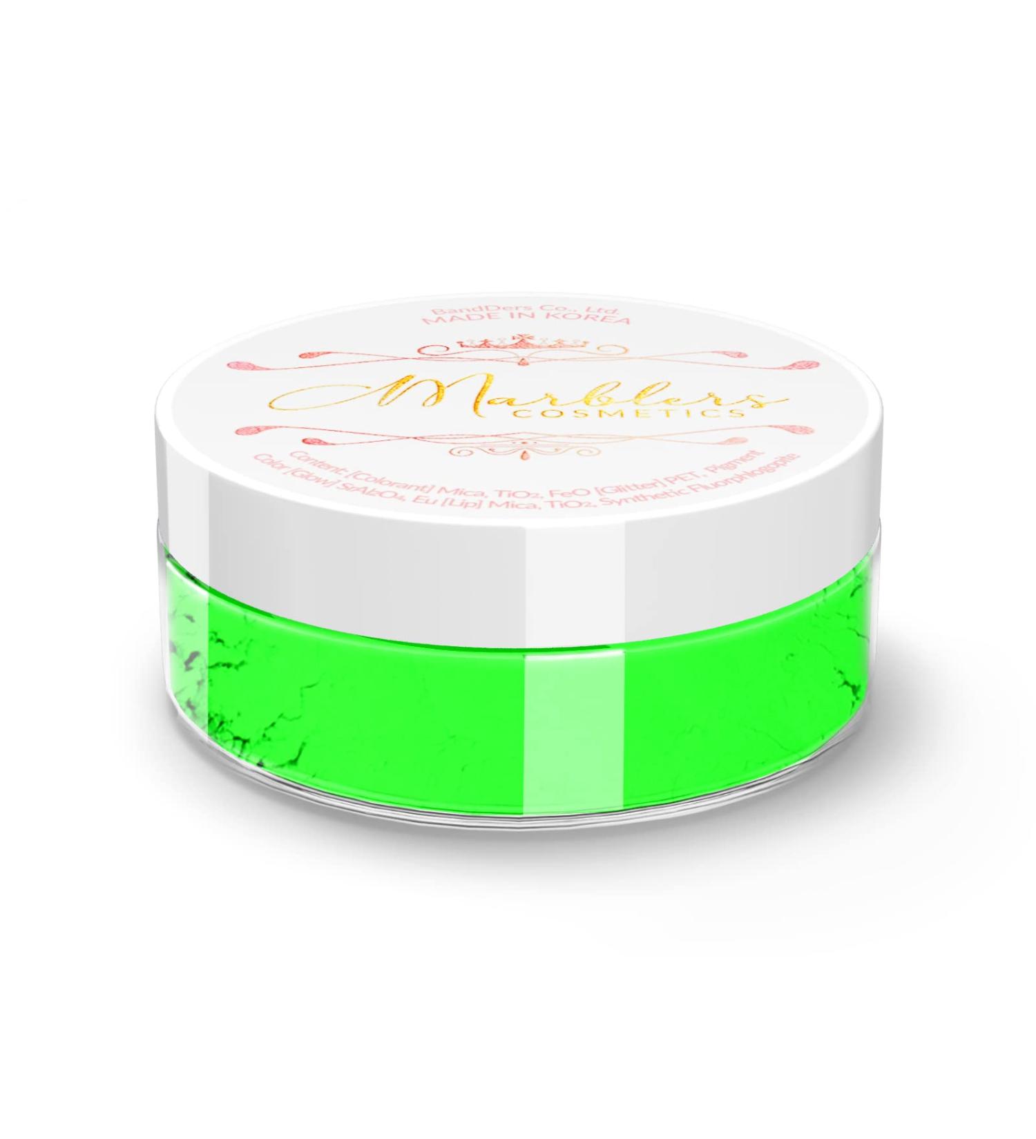 MARBLERS Neon Green Fluorescent Mica Powder 0.11oz - Vegan & Cruelty-Free | Matte Finish for Eyeshadow, Nail Art, Festival Makeup & Glow Effects - Buy Online on GoSupps.com