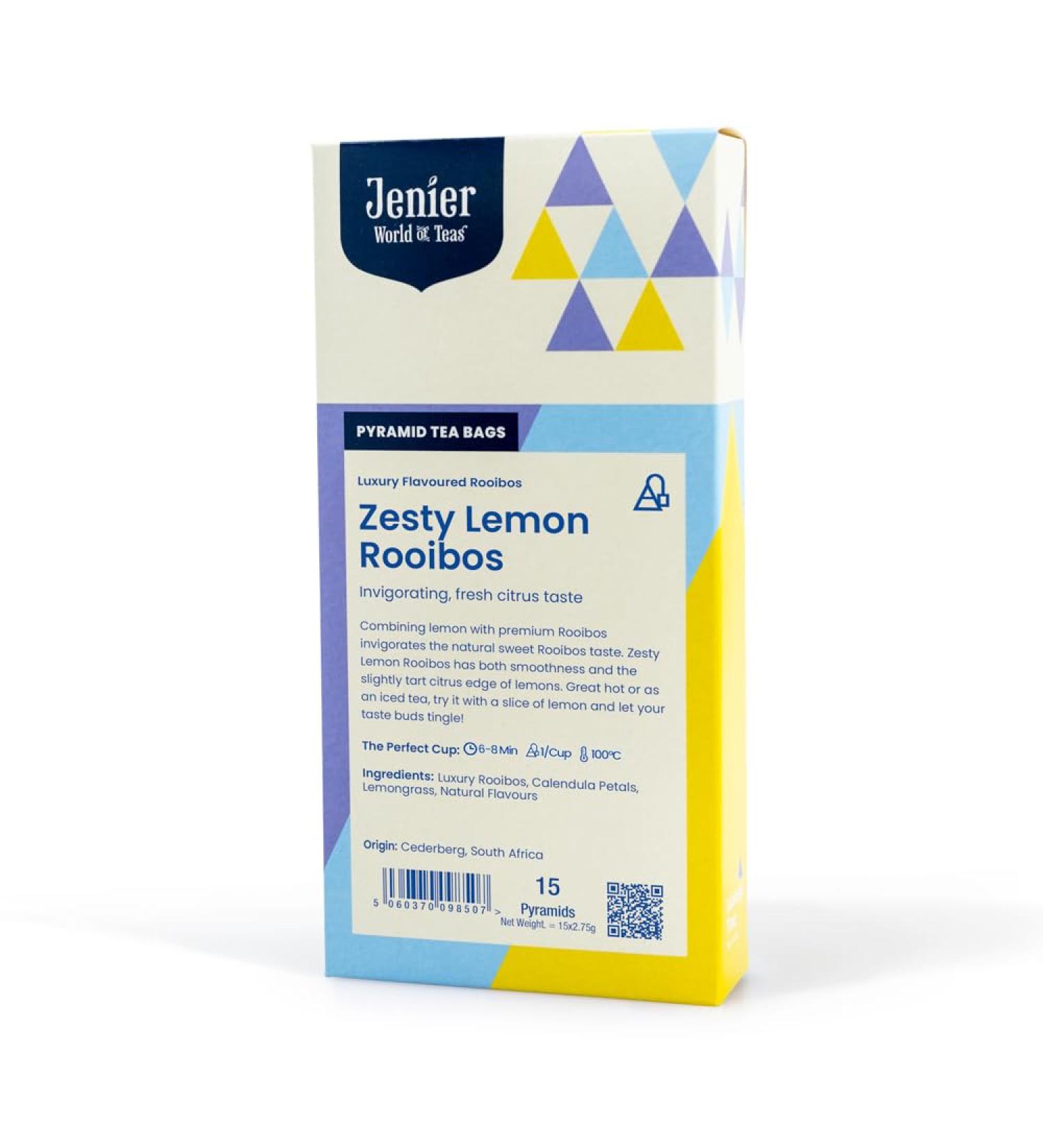 Zesty Lemon Rooibos Tea - 15 Biodegradable Pyramid Tea Bags