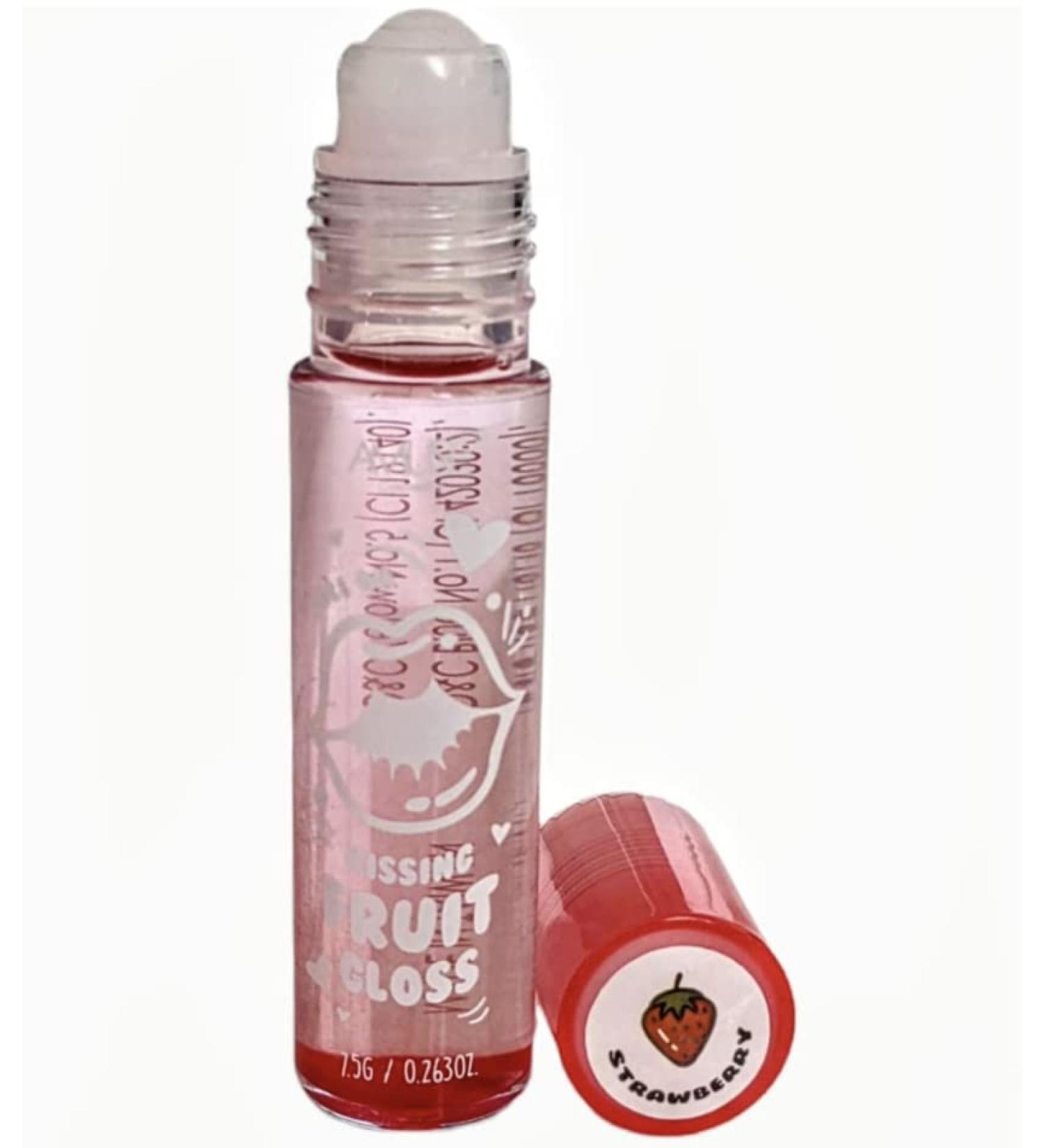 Amuse Cosmetics Roll On Rollerball Kissing Fruit Lip Gloss Strawberry Apple Grape Cherry Peach Orange Gum (Strawberry)