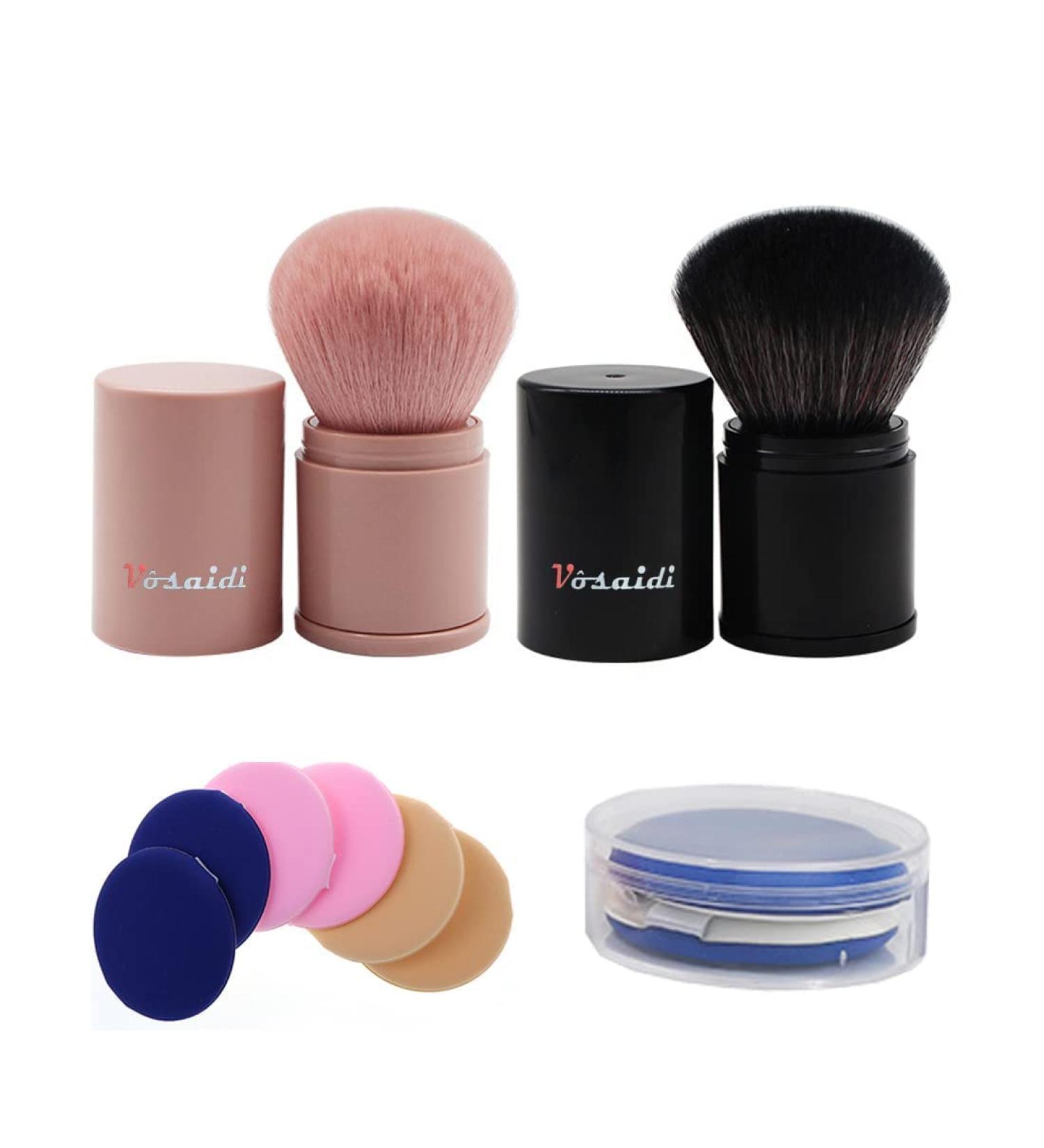 Vsaidi Precision Blush Kabuki Brush Set for Liquid Foundation, Cream, Powder, and Concealer (Black) - Buy Online on GoSupps.com