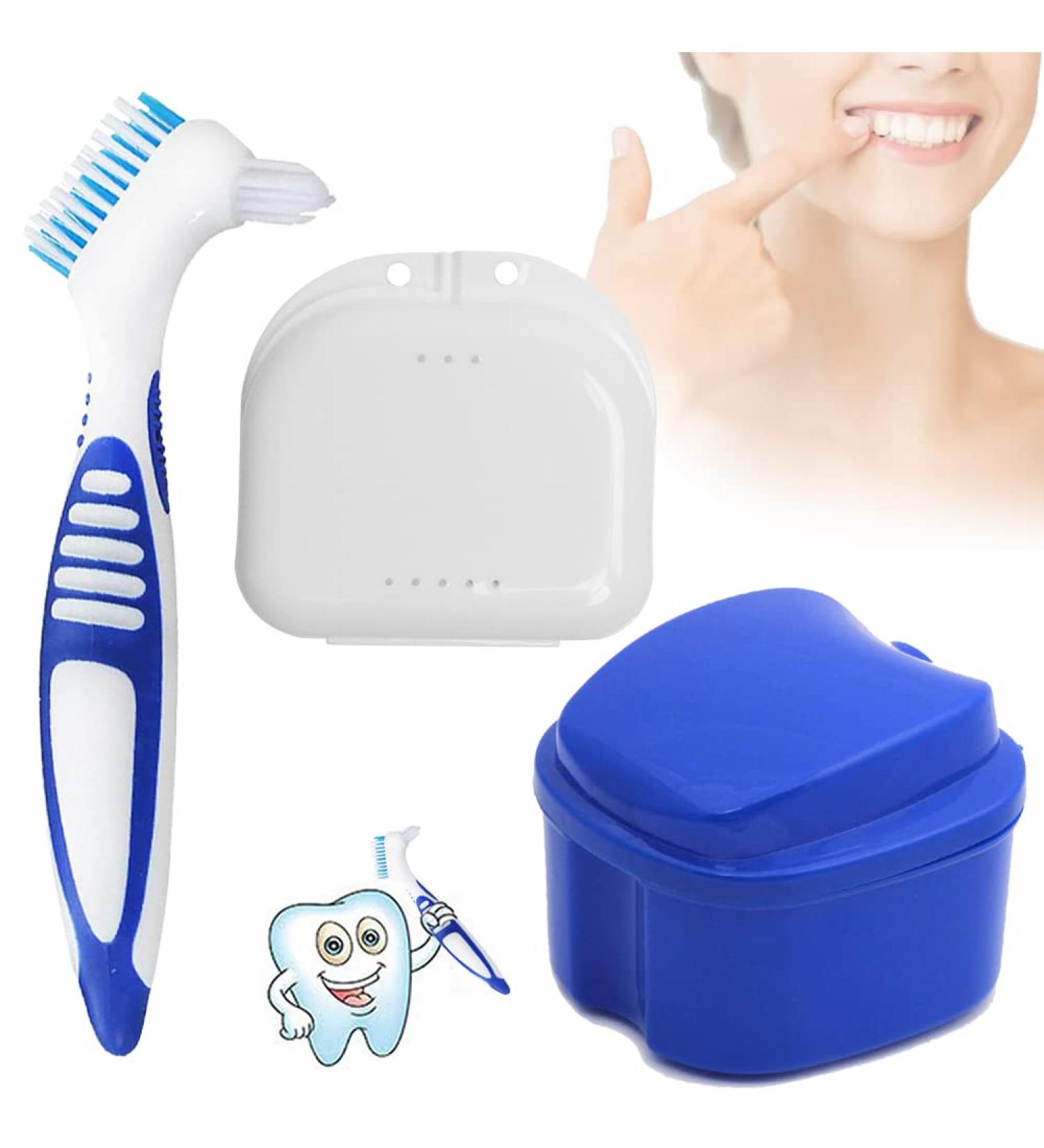 Prostheside Set - Universal Prostheses Bath Box with Cleaner Brush & Travel Toothbrush | Ideal Prosthetic & Dentistry Care - Buy Online on GoSupps.com