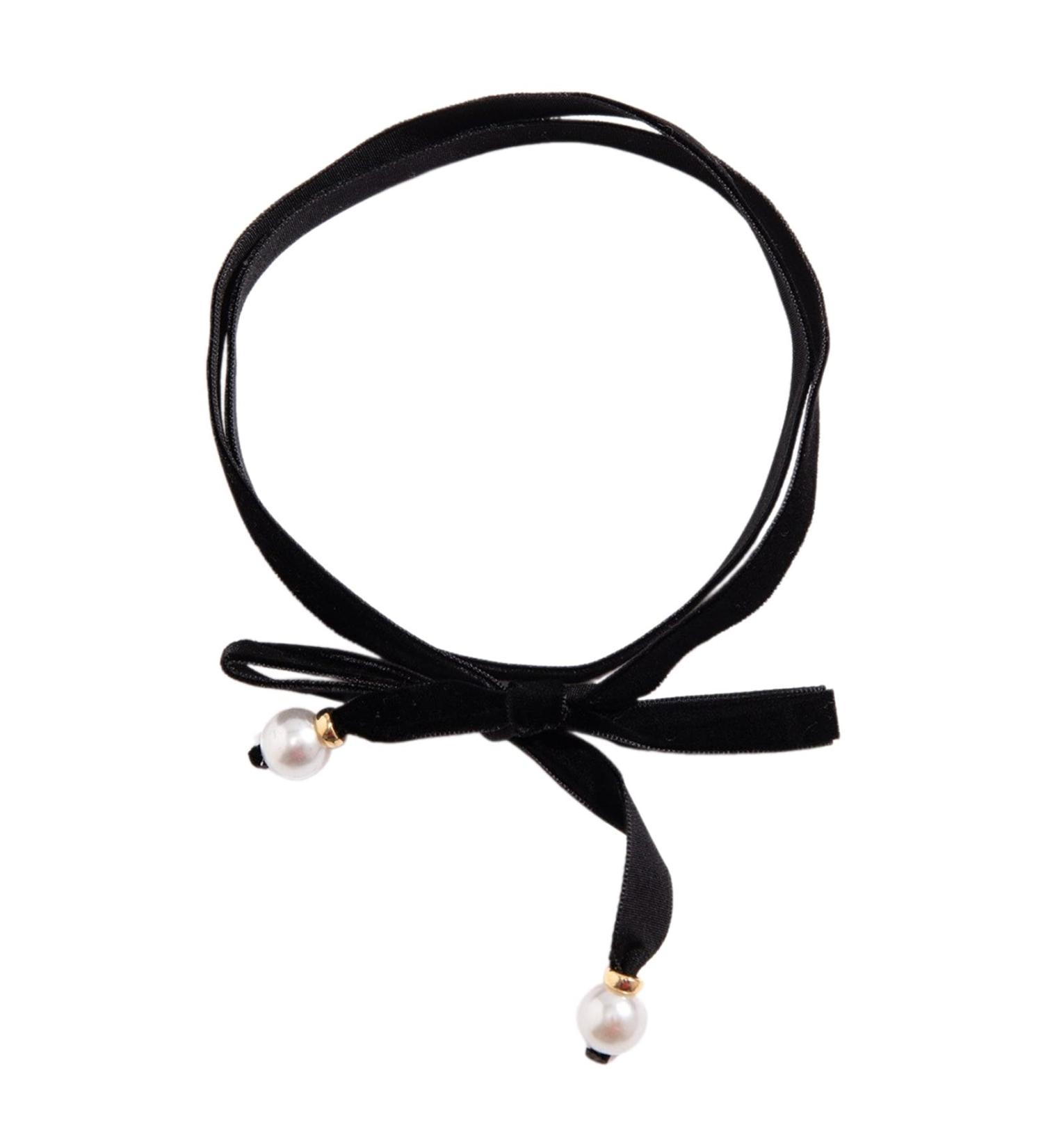 Oralgo Simple Pearl Neck Band with Bow - Elegant Women's Collarbone Necklace | Long Lacing Fashion Jewelry - Buy Online on GoSupps.com