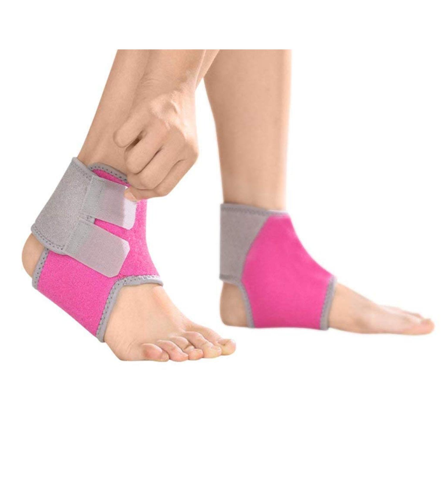 Kids Ankle Brace Support | Breathable & Adjustable Compression Sleeve for Running & Basketball | Hot Pink (Size S 12-3) - Buy Online on GoSupps.com