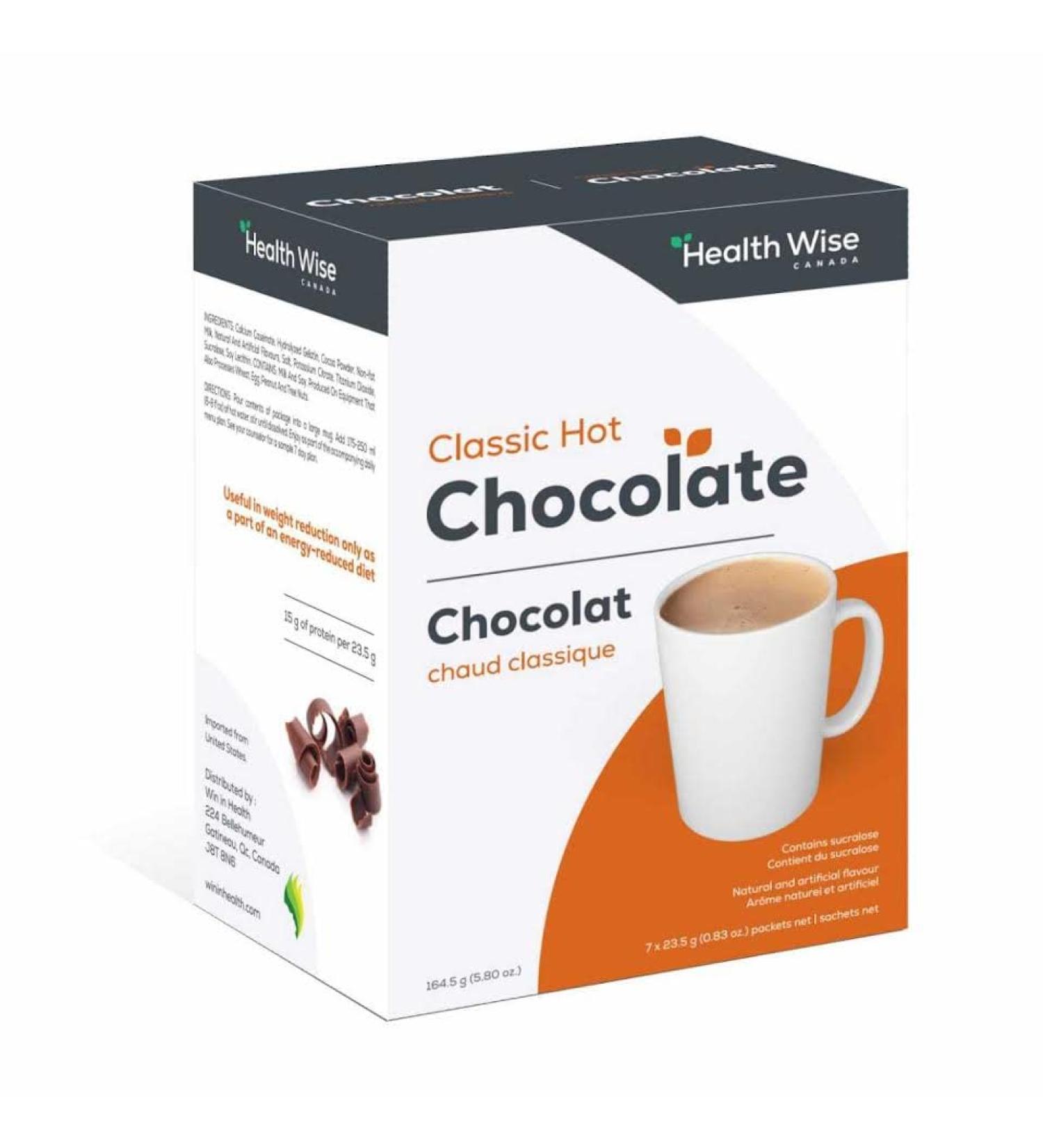 Health Wise Classic Hot Chocolate 15g protein 7 packets
