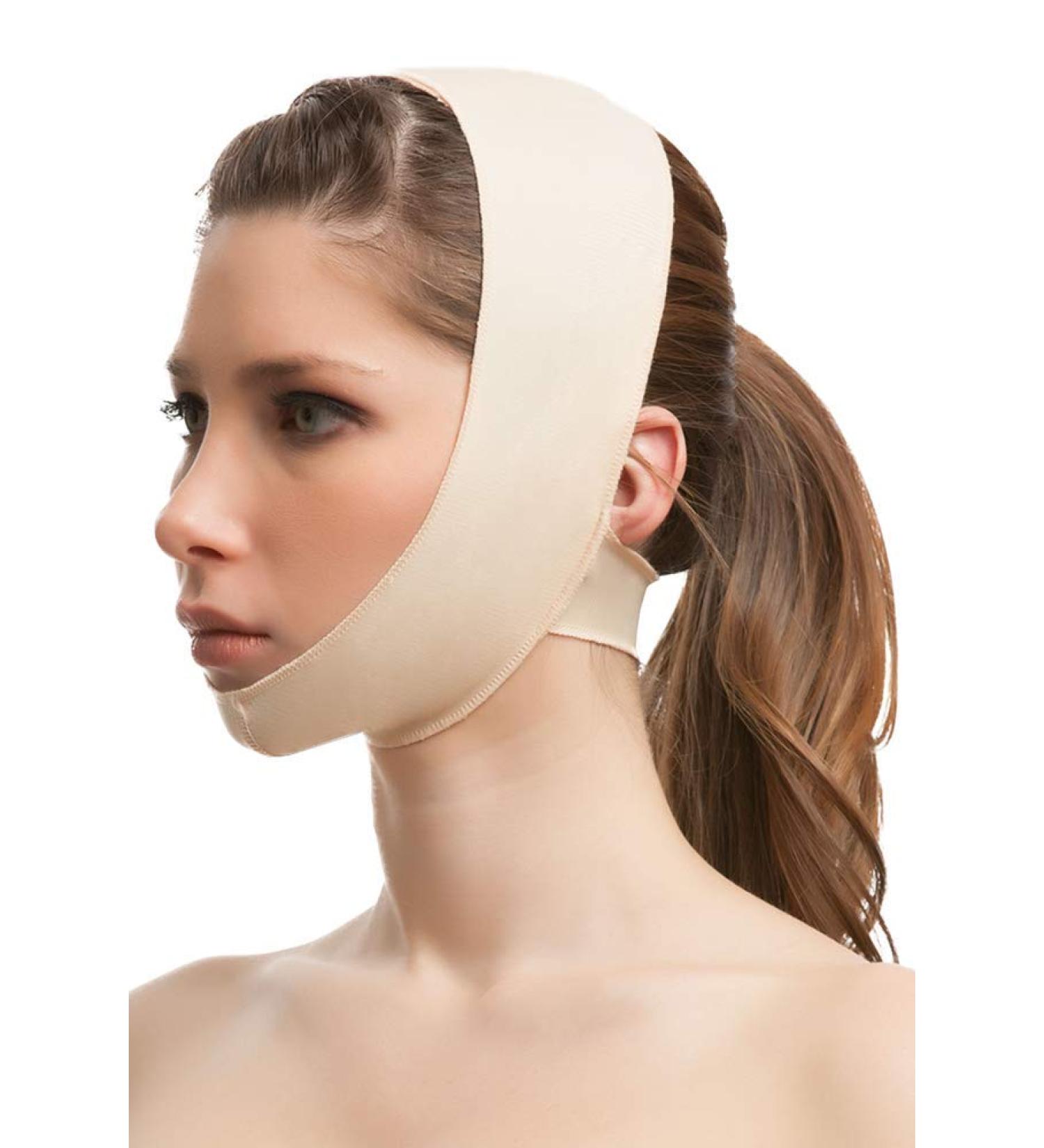 Unisex Chin Strap Support Compression Garment - No Neck Support (FA01) - Small Beige for Optimal Comfort - Buy Online on GoSupps.com