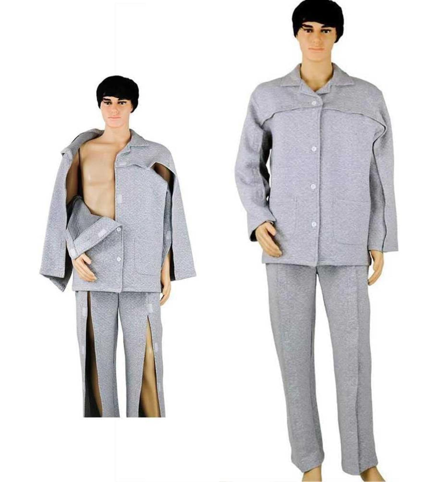 Daily Wear Patient Care Clothes - Easy Cotton Outfit for Postoperative Rehabilitation | XX-Large Grey | International Shipping - Buy Online on GoSupps.com