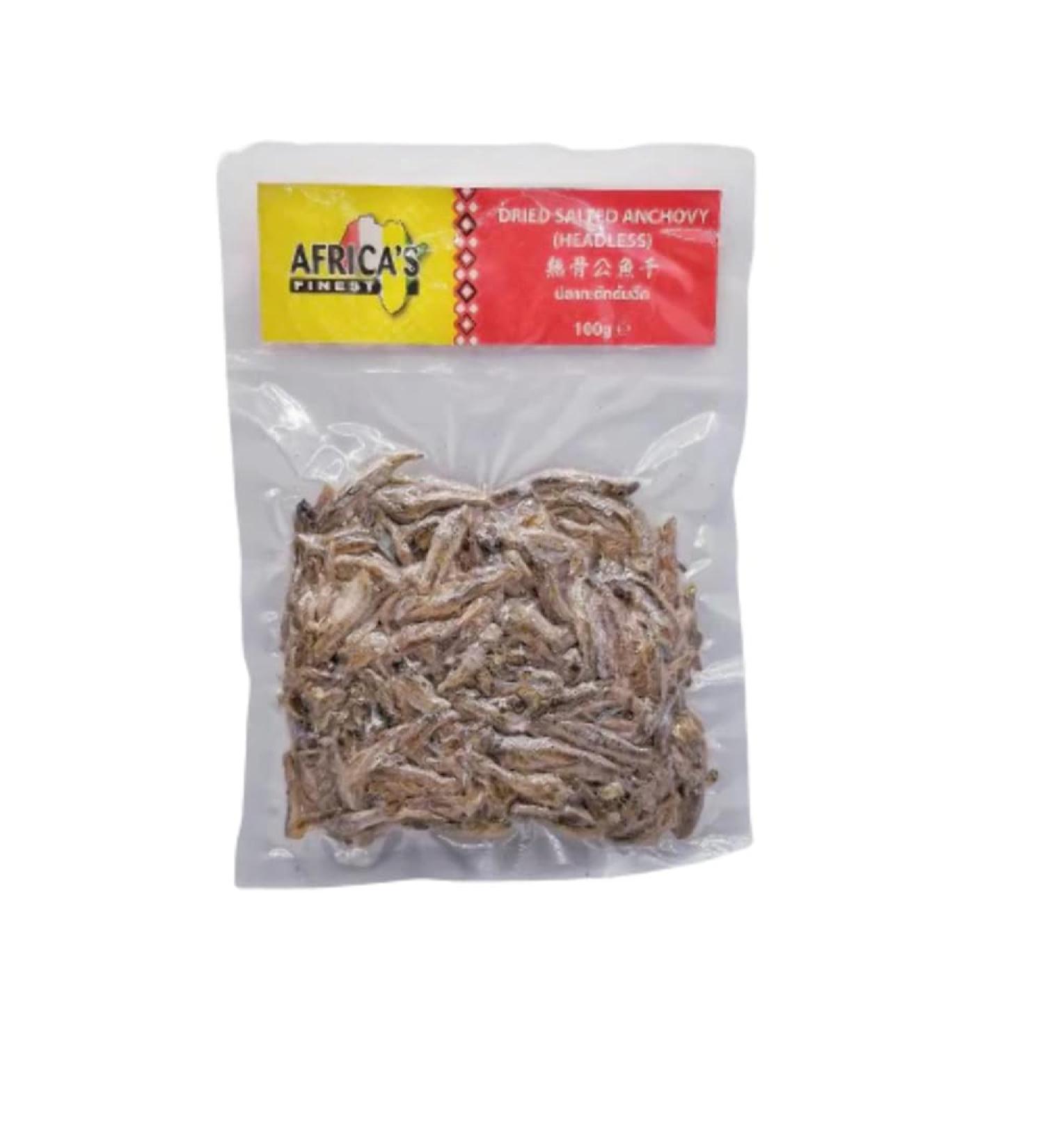Africa's Finest Dried Salted Anchovy Headless 100g Box of 12-Fd