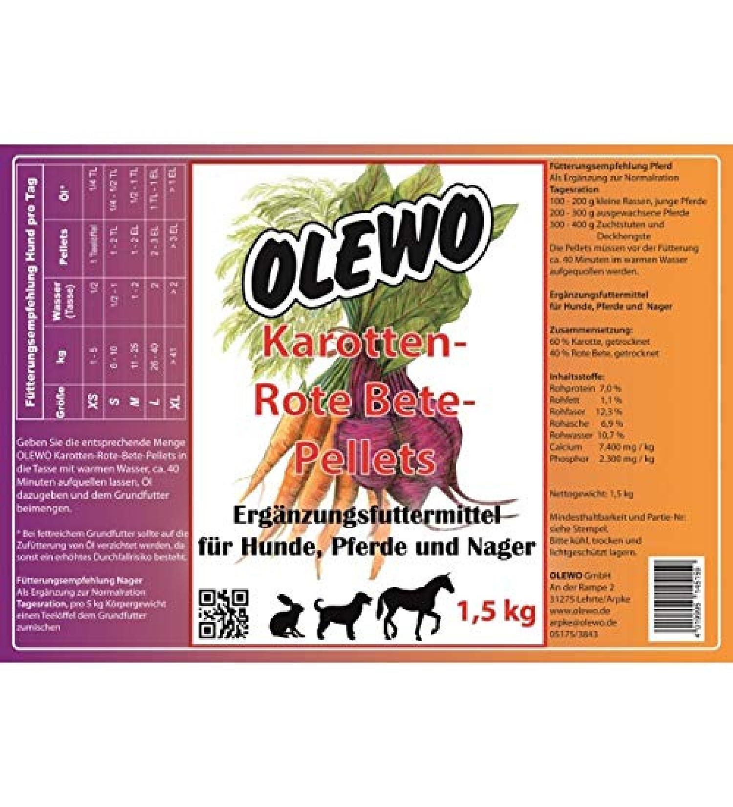 Olewo carrot and beetroot pellets 1.5 kg