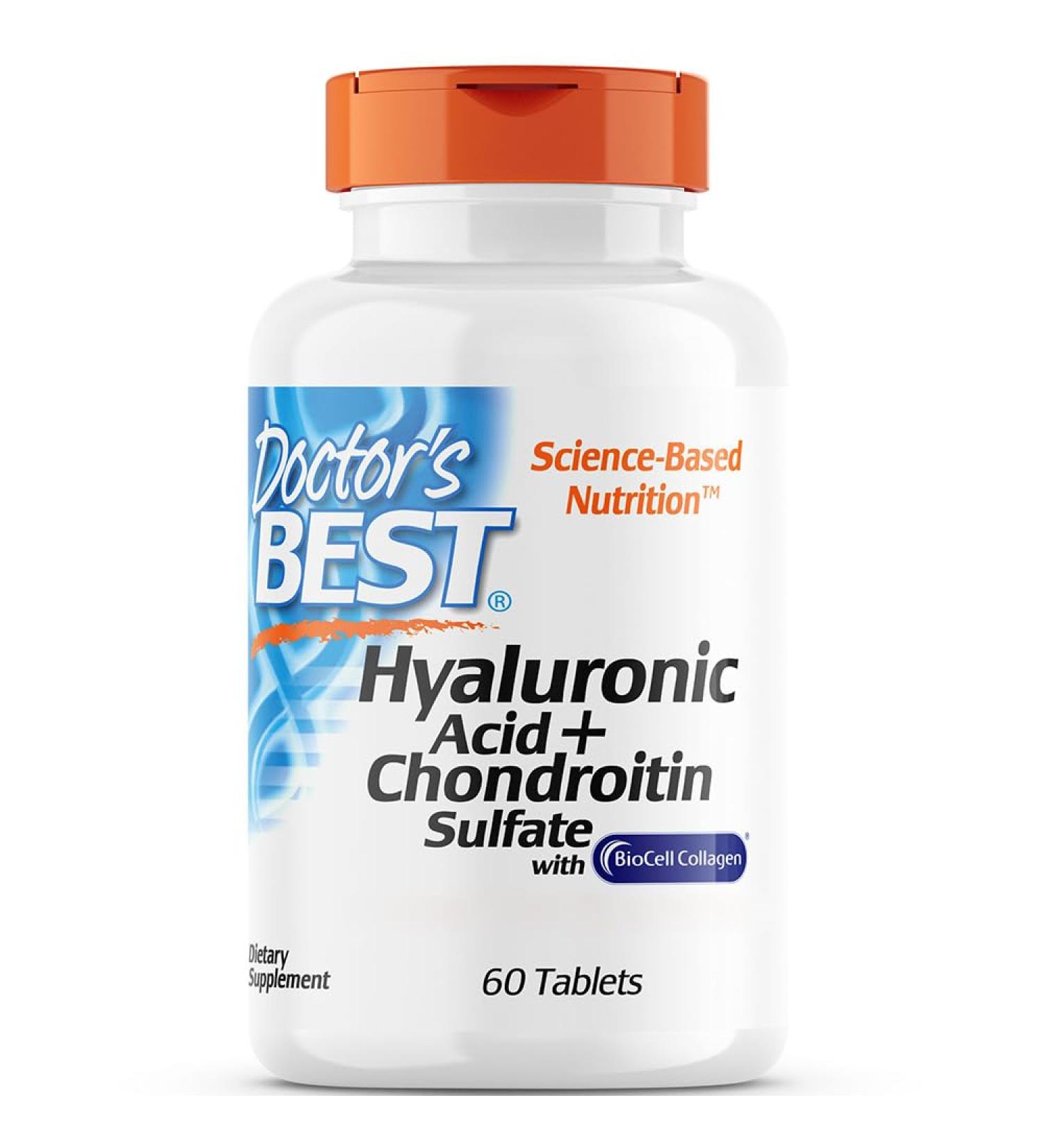 Doctor's Best Hyaluronic Acid with Chondroitin Sulfate High Dosed 60 Tablets Lab Tested Gluten Free Soy Free Non-GMO - Buy Online on GoSupps.com