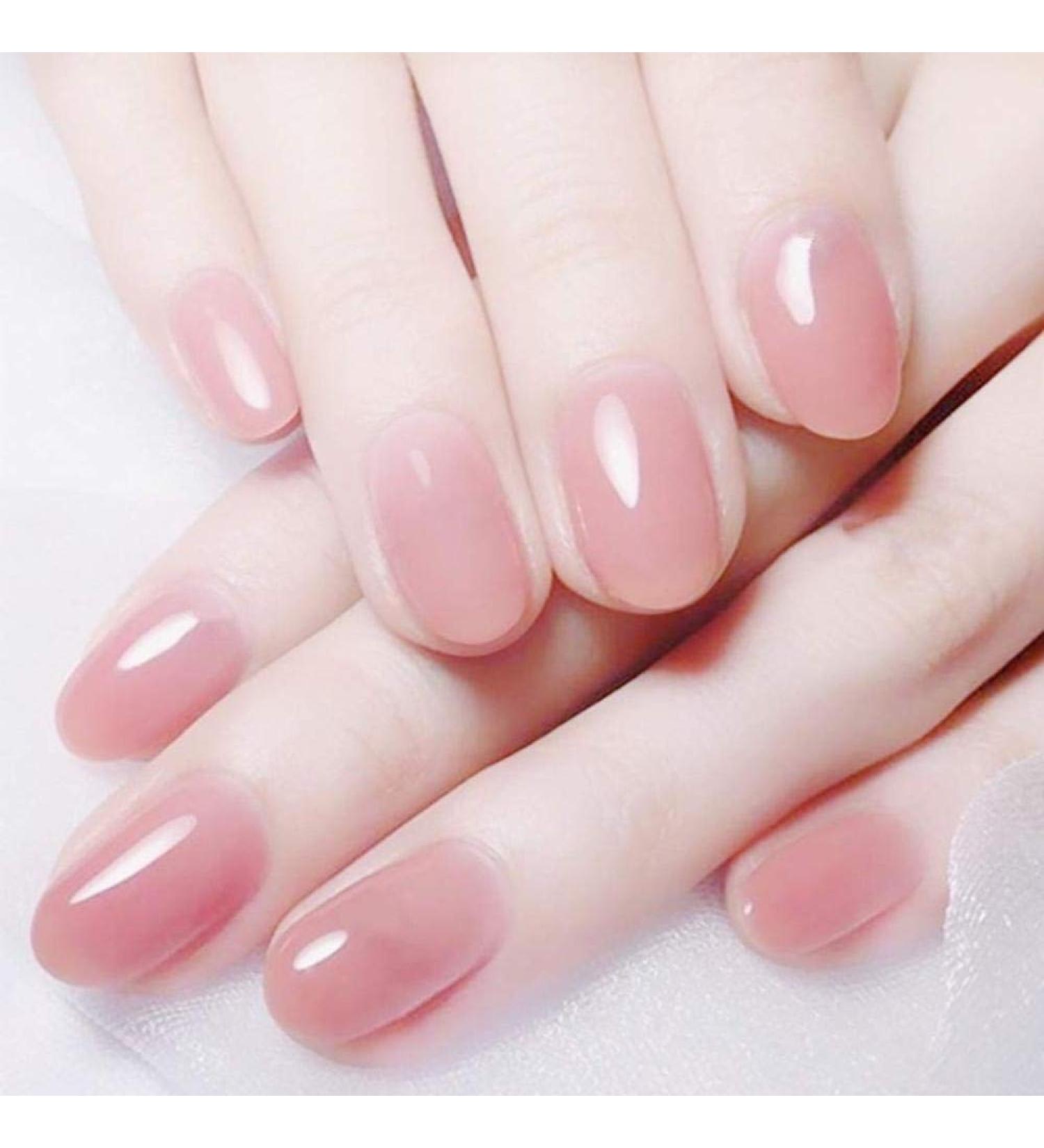 Buy Pink Gradient Oval Artificial Nails - Shiny Short False Nails for Women & Girls (24 Pieces) | International Shipping Available - Buy Online on GoSupps.com