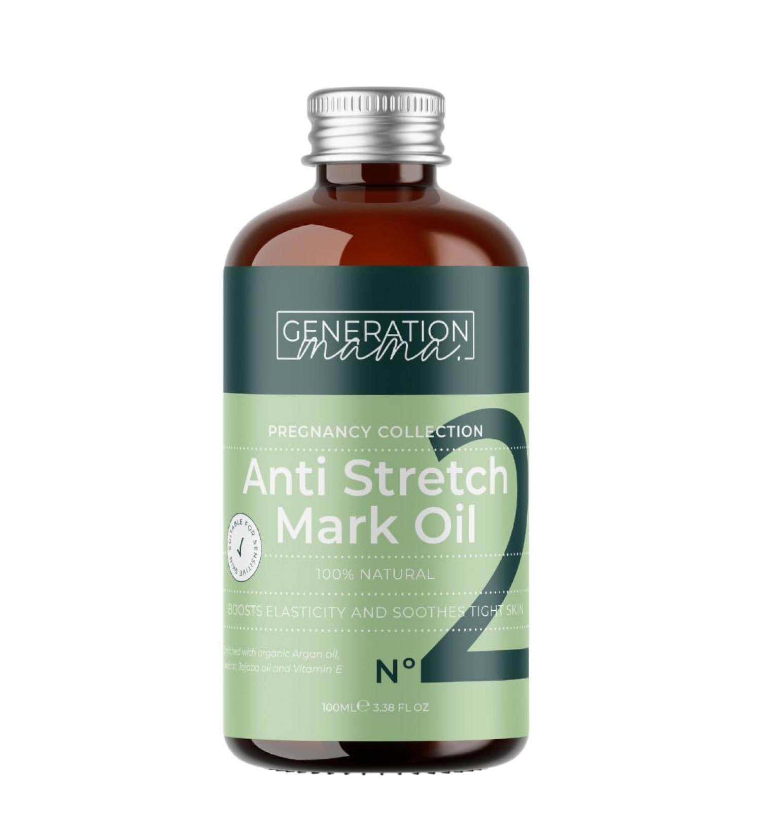 Generation Mama Stretch Mark Oil - 100% Natural - Organic - Made in the UK - Vegan Body Oil to Improve the Appearance of Scars Stretch Marks and Uneven Skin Tone - Ideal for Pregnancy - Buy Online on GoSupps.com