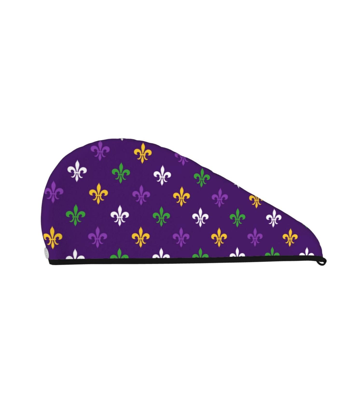 Microfiber Hair Drying Cap | Soft Absorbent Towel Wrap for Curly & Thick Hair - Purple Mardi Gras Quick Drying Hair Towel - Buy Online on GoSupps.com