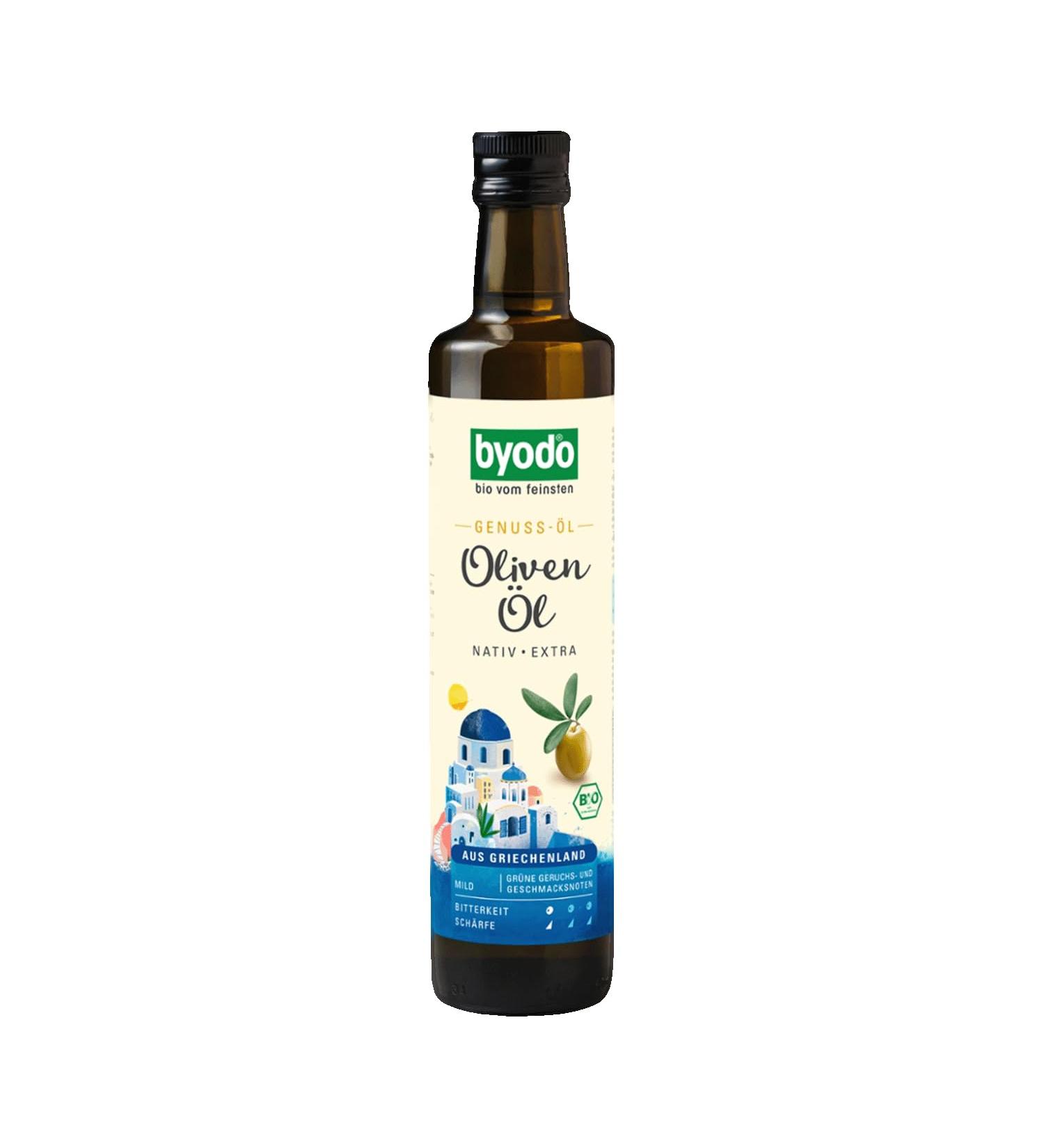 Byodo Organic Olive Oil Nativ Extra from Greece, 0.5 l - Unique sweet, cold pressed, with fresh green aromas, original Greek character
