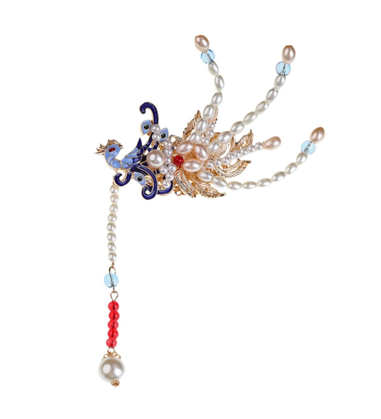 FRCOLOR 1pc Pearl Phoenix Hair Clip Chinese Hanfu Pearl Headpiece Hair Clips Rhinetone Hair Stick Vintage Hair Accessories Tassel Hairpins Pearl Hair Accessories Trendy Freshwater Pearls - Buy Online on GoSupps.com