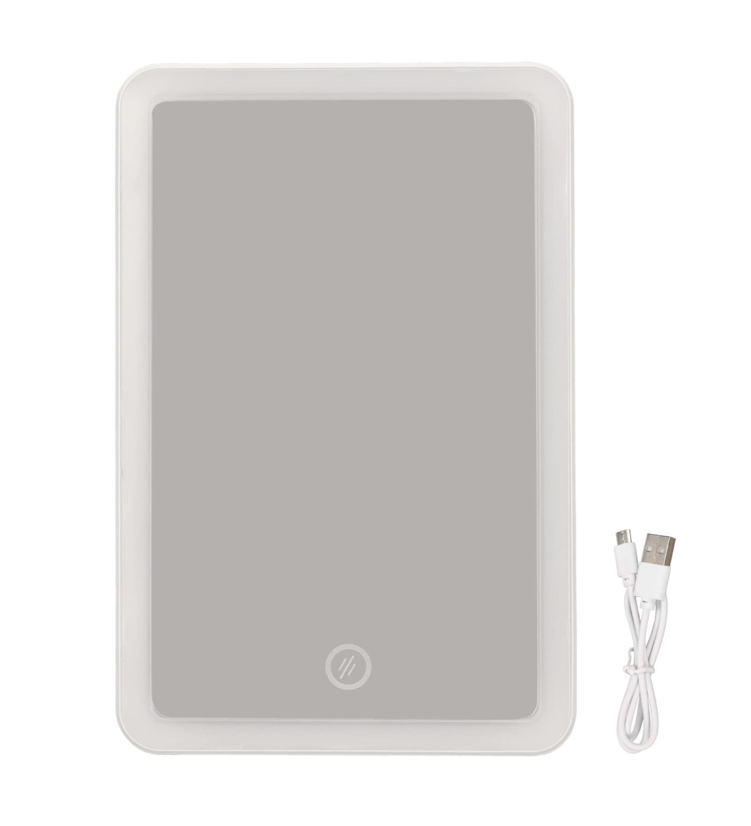 LED Lighted Makeup Mirror Portable Vanity Mirror Stepless Dimming Rotation Touch Switch Rechargeable Mirror Desktop Cosmetic Light Up Mirror for Home Use - Buy Online on GoSupps.com