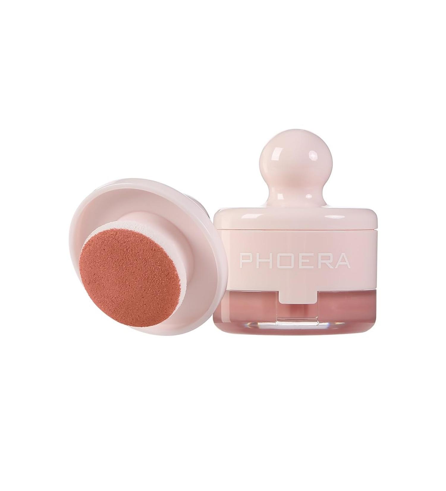PHOERA Cream To Powder Canned Blush Mud Lightweight Longwear Cheek Blush with Puff & Mirror Matte & Shimmer Finish 6 Buildable Shades for Natural Radiant Glow 04 Saucy One Size - Buy Online on GoSupps.com