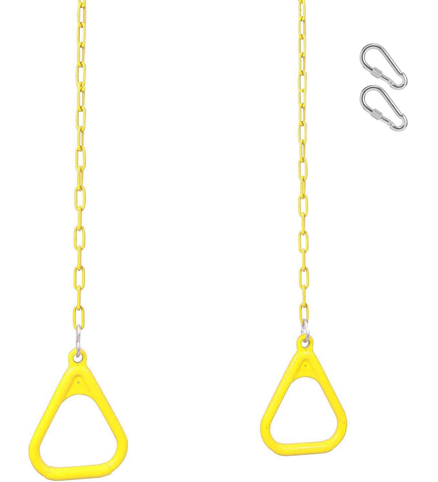 Lelly Q Children Hanging Ring, Kids Trapeze Swing Bar with Rings with Hanging Ropes A Pair of Adjustable Plastic Children Swing Gym Fitness Exercise Sports Hanging Ring for Children Kids Yellow